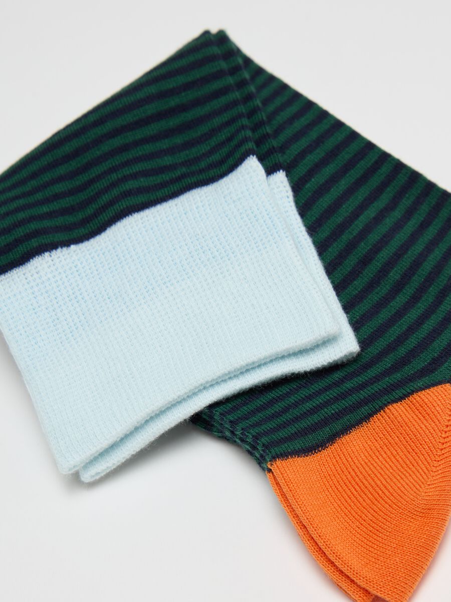 Two-pair pack stretch midi socks with striped pattern_1
