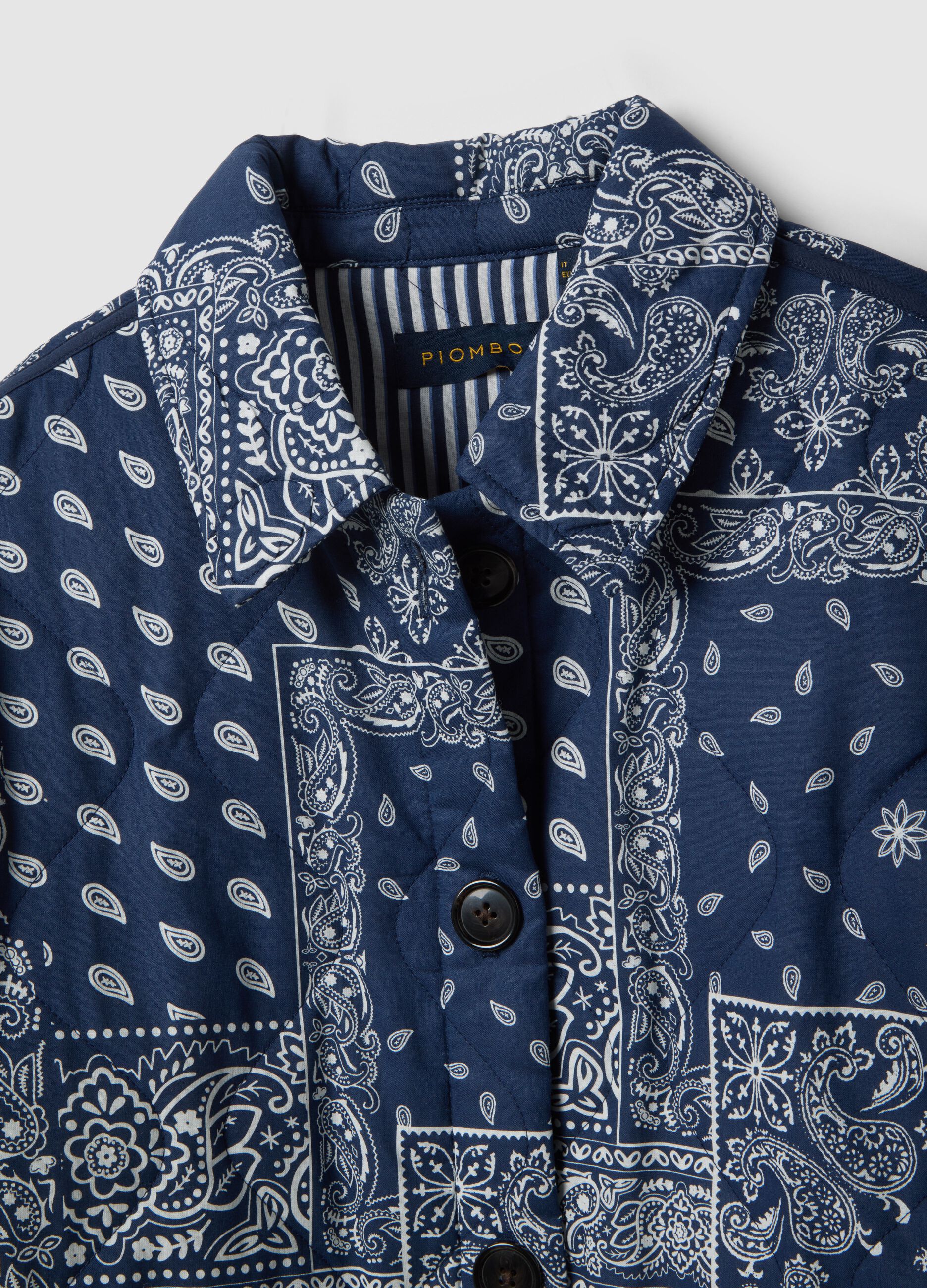 Multicolour padded jacket in pure cotton regular fit with pattern