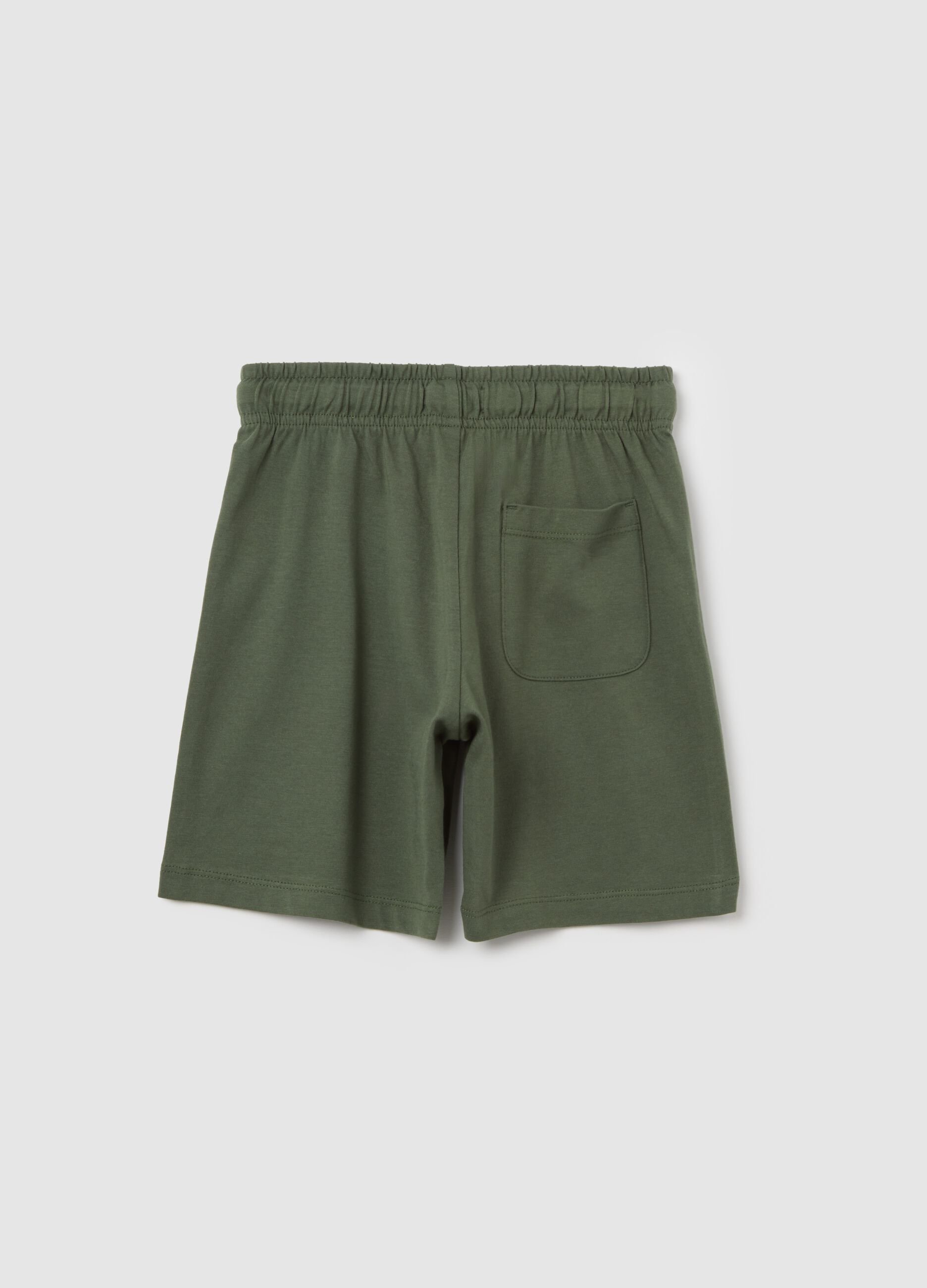 Pantaloni corti da bambino in puro cotone verde regular fit
