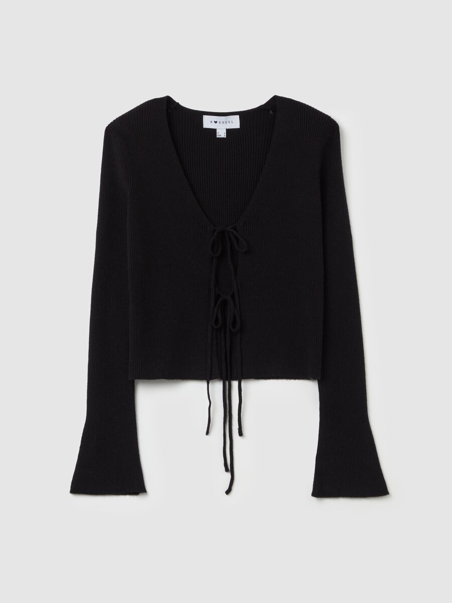 Ribbed cardigan with laces_4