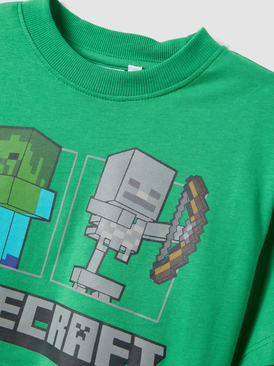 T-shirt verde in puro cotone da bambino con stampe Minecraft_2