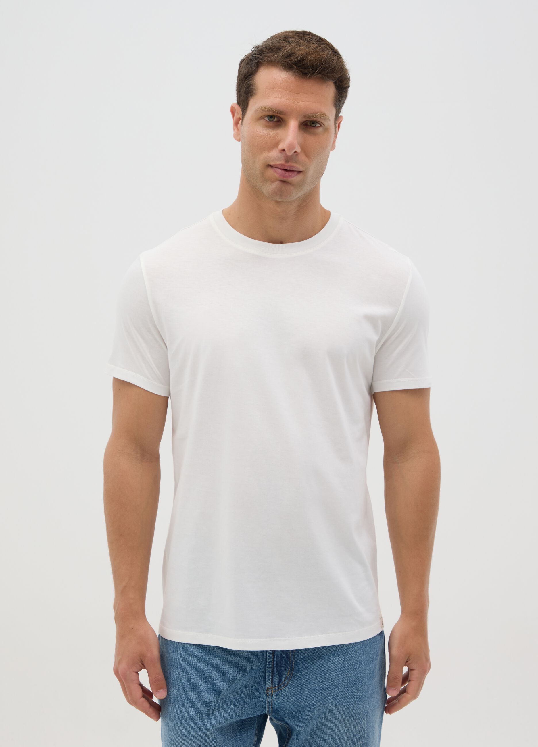 Men’s white T-shirt in 100% cotton with regular fit