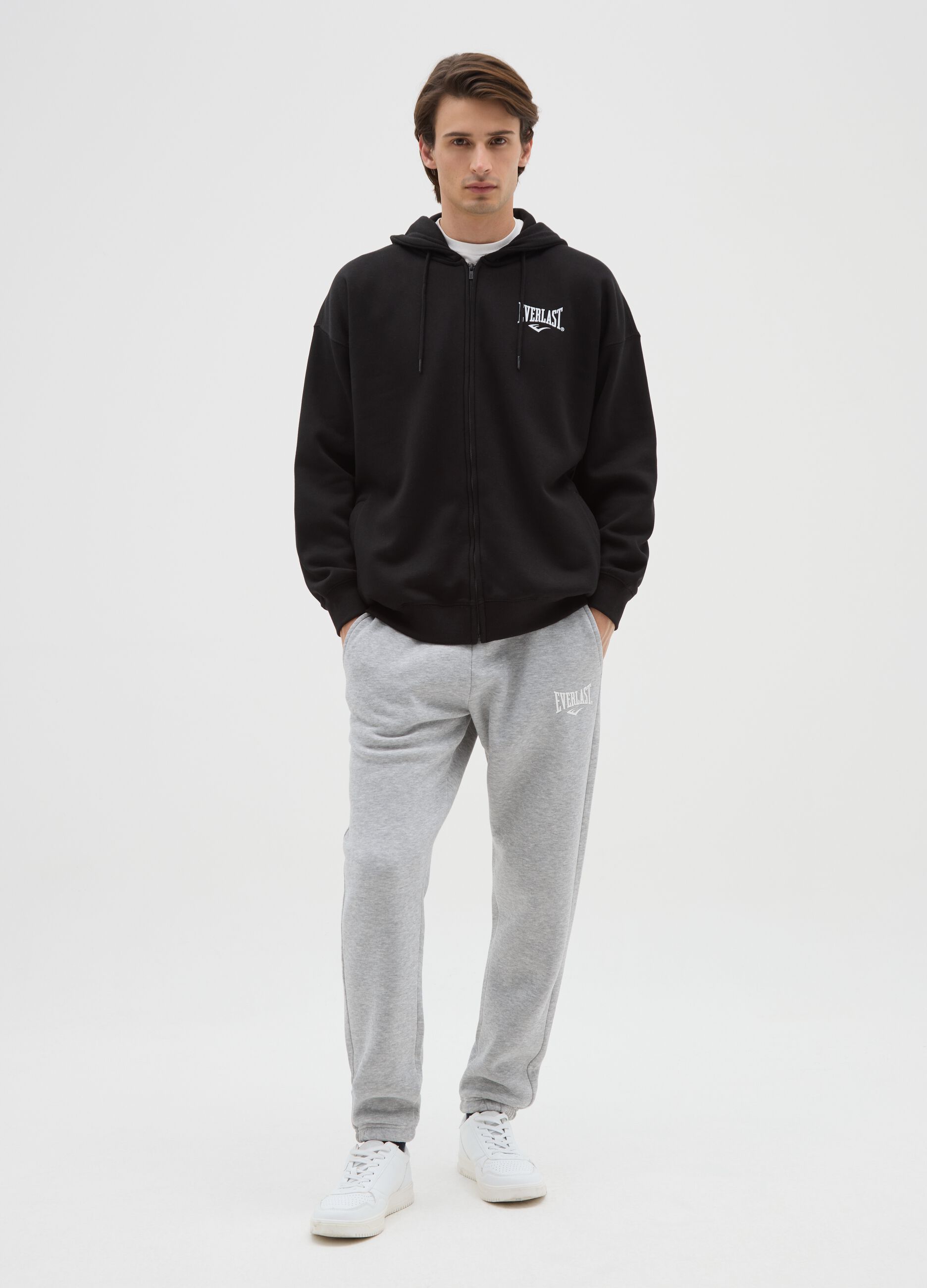 Grey cotton-blend jogging trousers