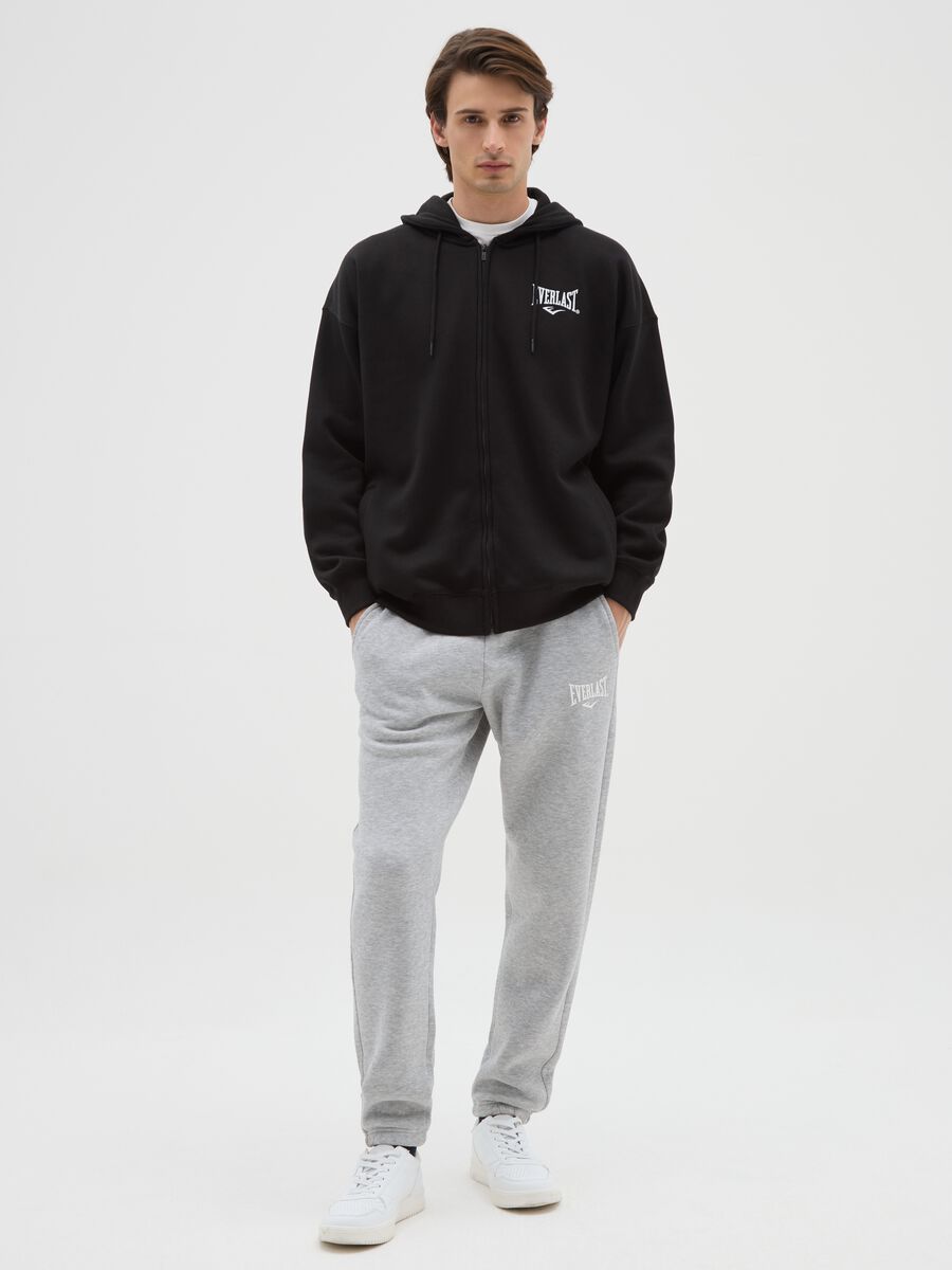 Grey cotton-blend jogging trousers_0