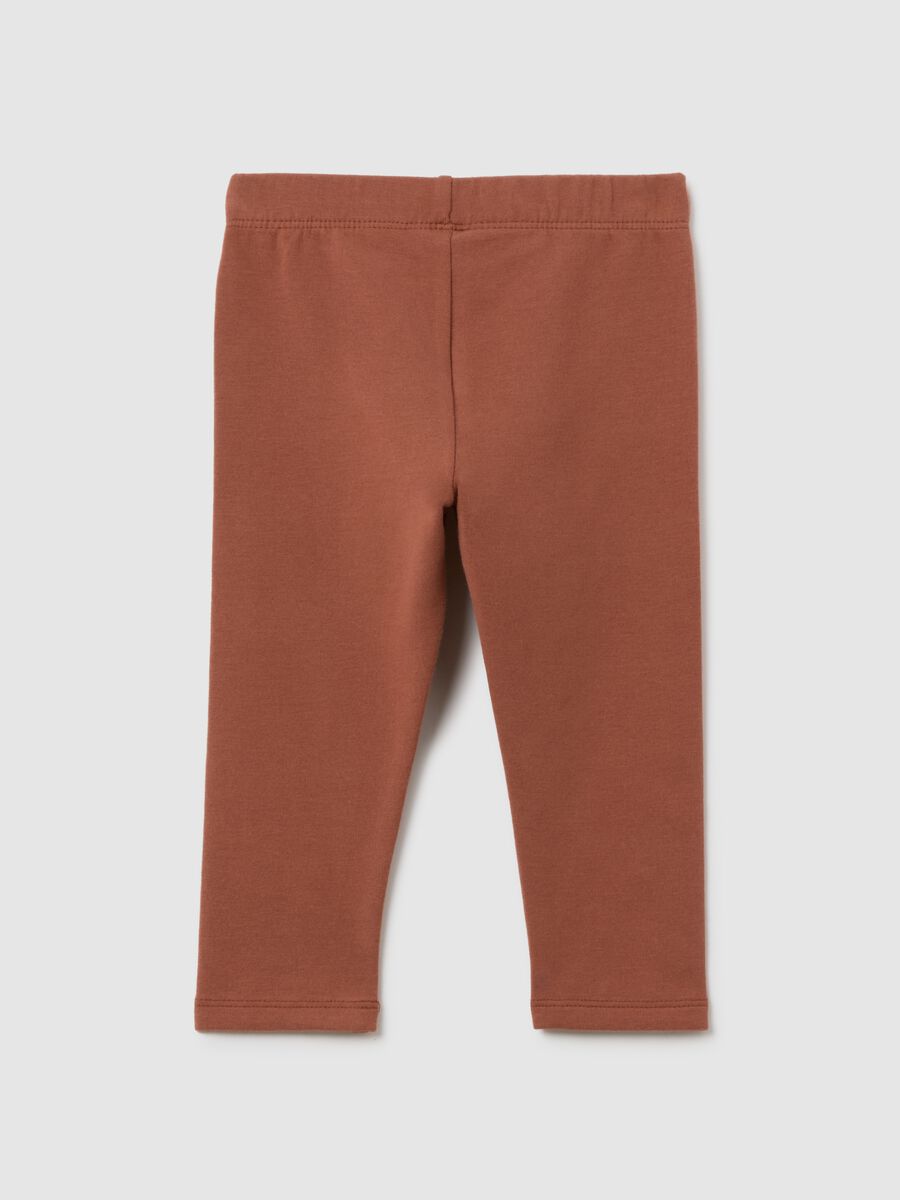 Girls' Stretch Cotton Brown Slim Fit Leggings_1