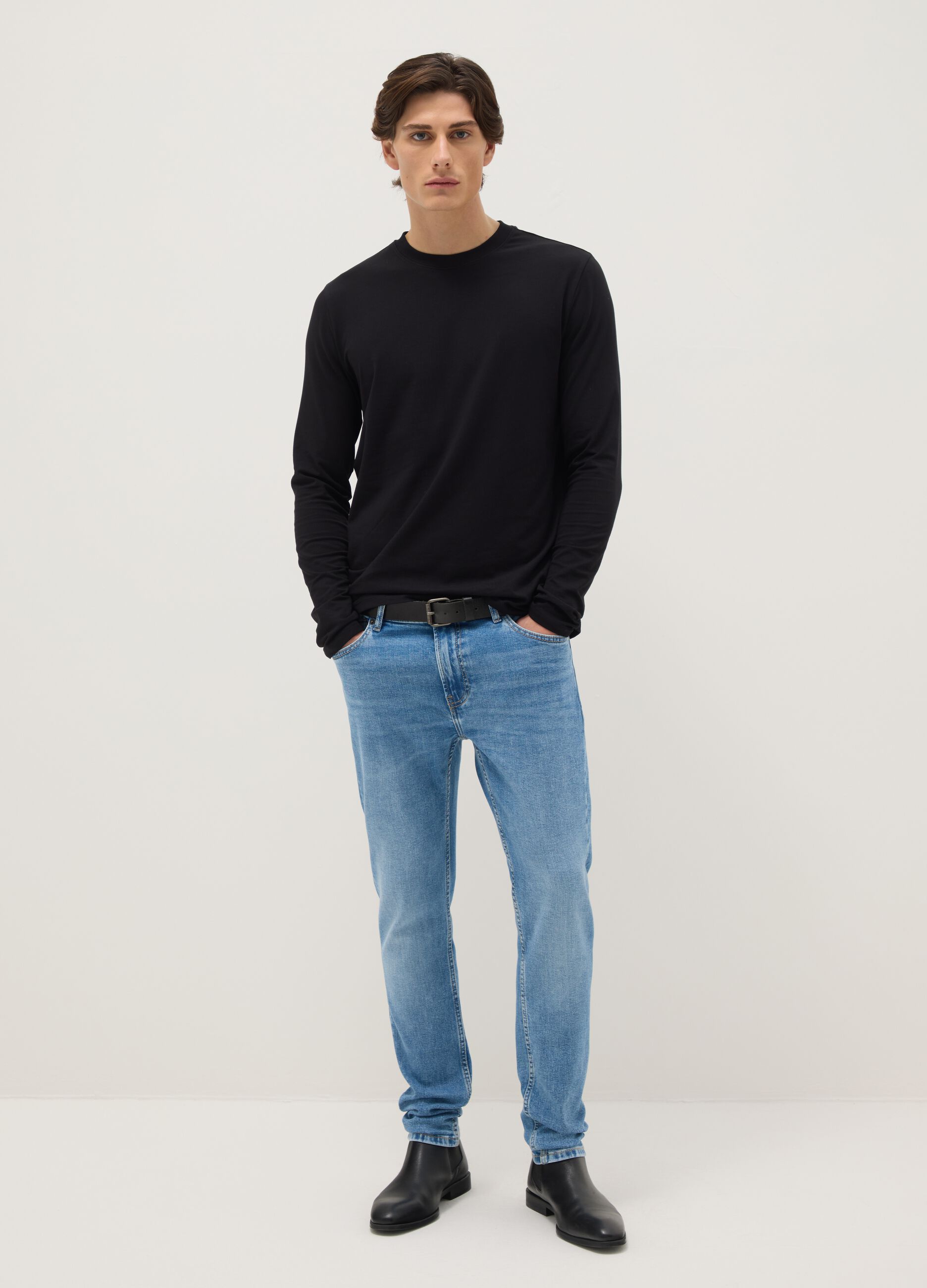 Super skinny fit blue denim cotton jeans