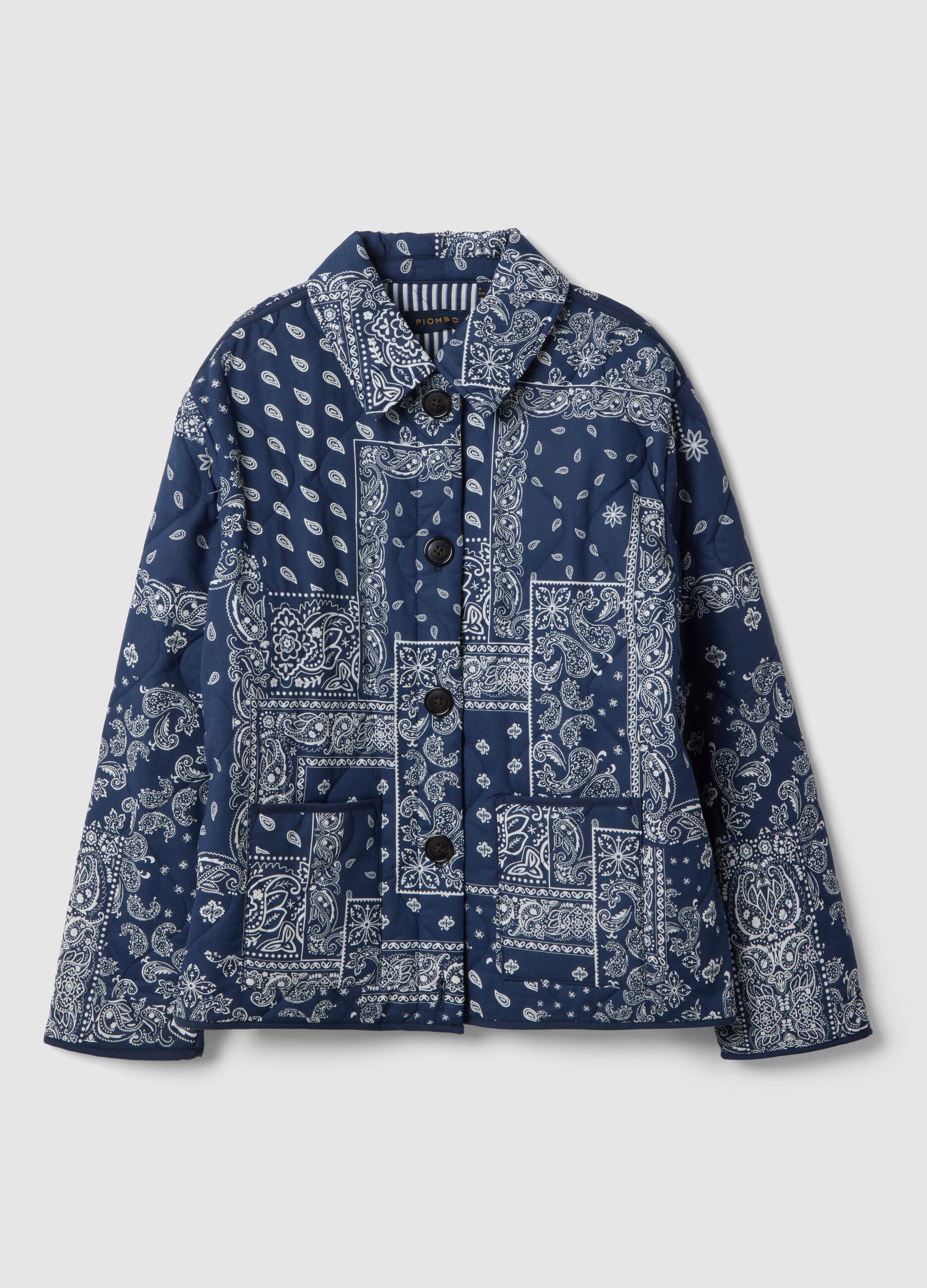 Multicolour padded jacket in pure cotton regular fit with pattern