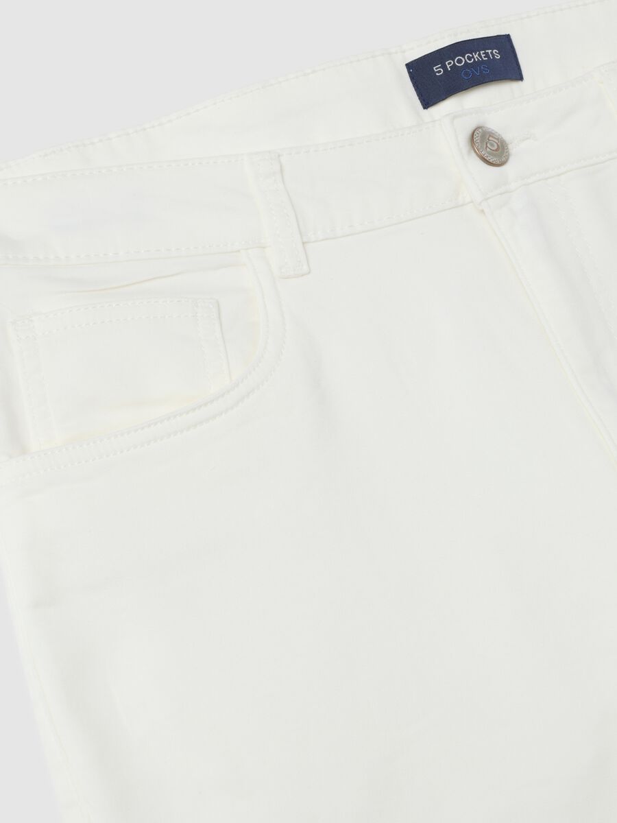 White Stretch Cotton Slim Fit Trousers_5