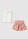 Multicolour stretch cotton top and skirt set for girls with regular fit_1