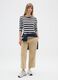 Long Sleeve White and Black Striped T-Shirt_0