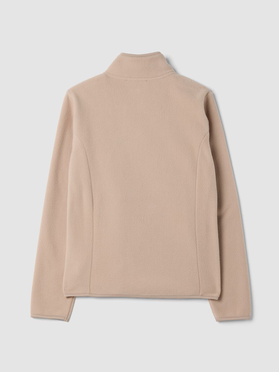 Felpa beige chiaro con girocollo e zip_2
