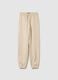 Girls' beige regular fit jogging trousers in pure cotton_0