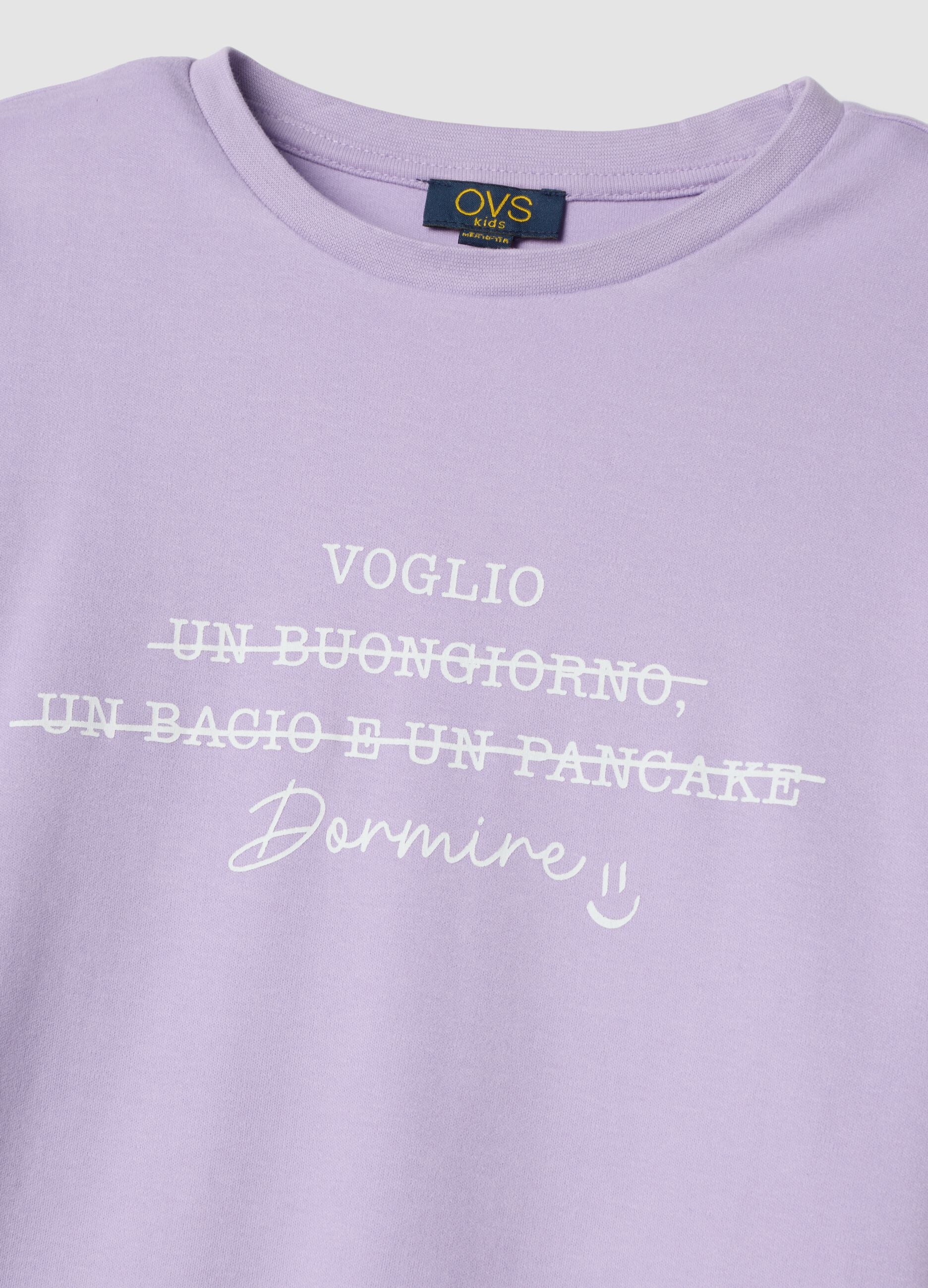 Purple crew-neck pyjamas in pure organic cotton