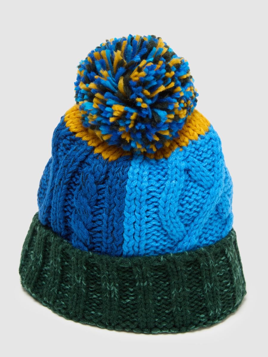 Cappello da bambino multicolor con pon pon_3