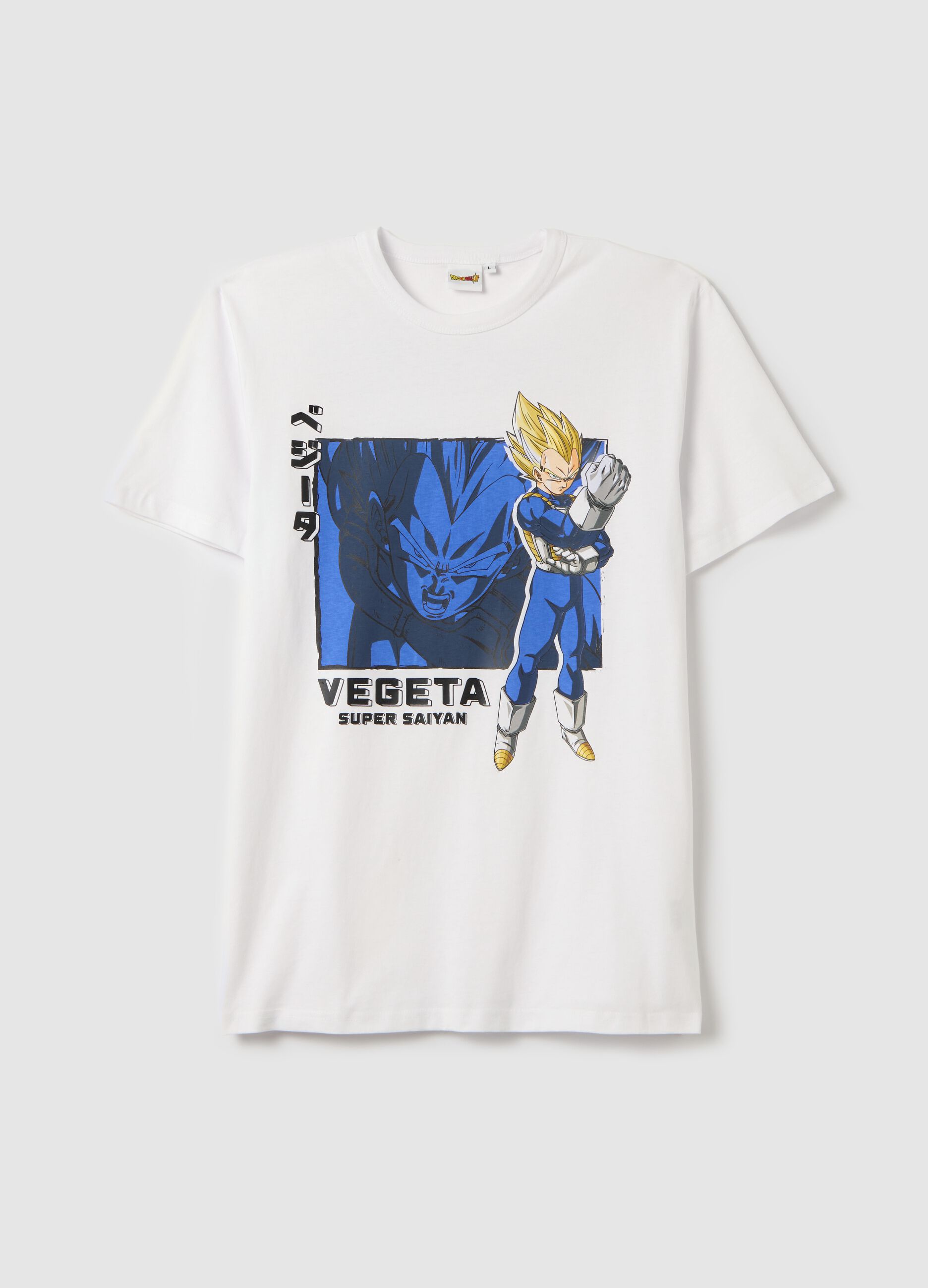 White T-shirt with Vegeta Super Sayian print