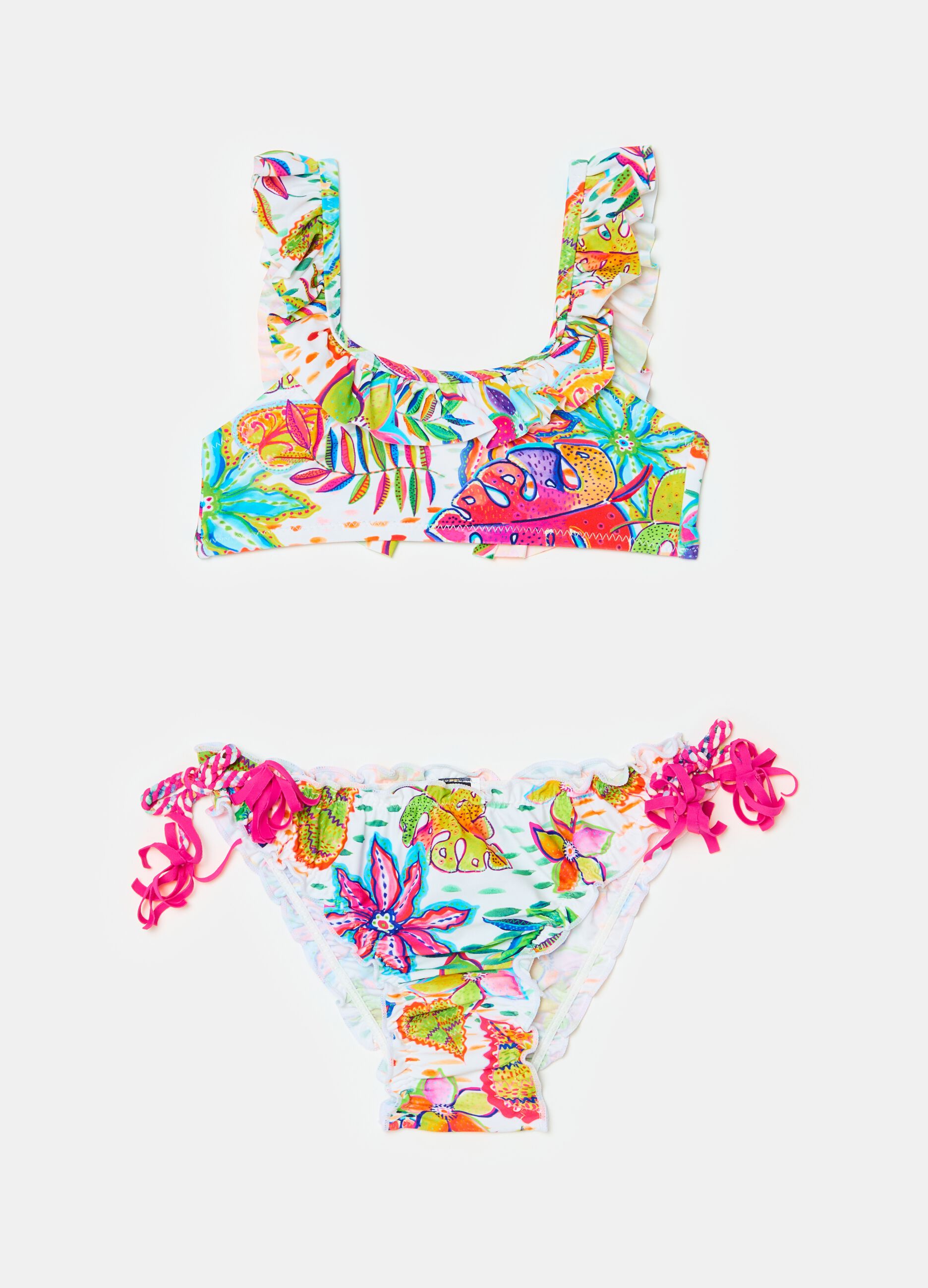 Bikini con stampa foliage multicolor