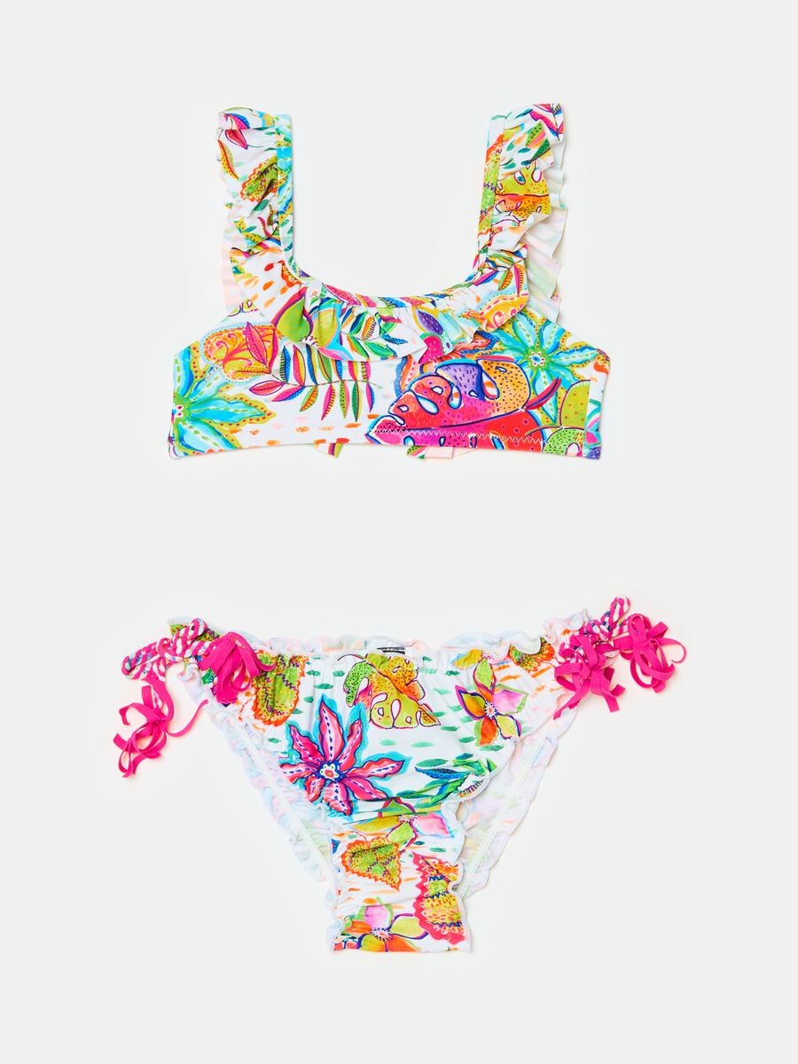 Bikini with multicoloured foliage print_0