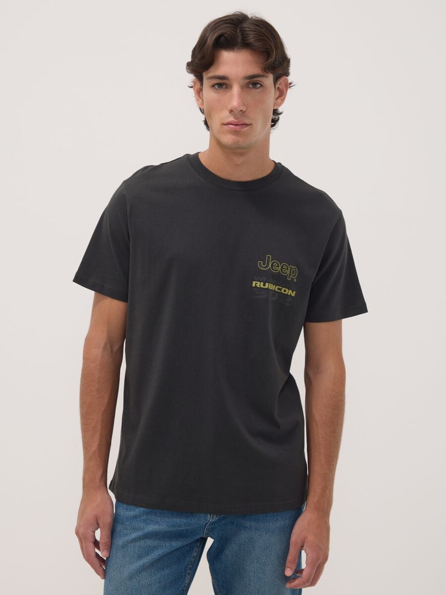 T-shirt grigia in puro cotone con stampa Jeep_0