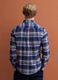 Blue and green checked pure cotton flannel shirt, regular fit_3