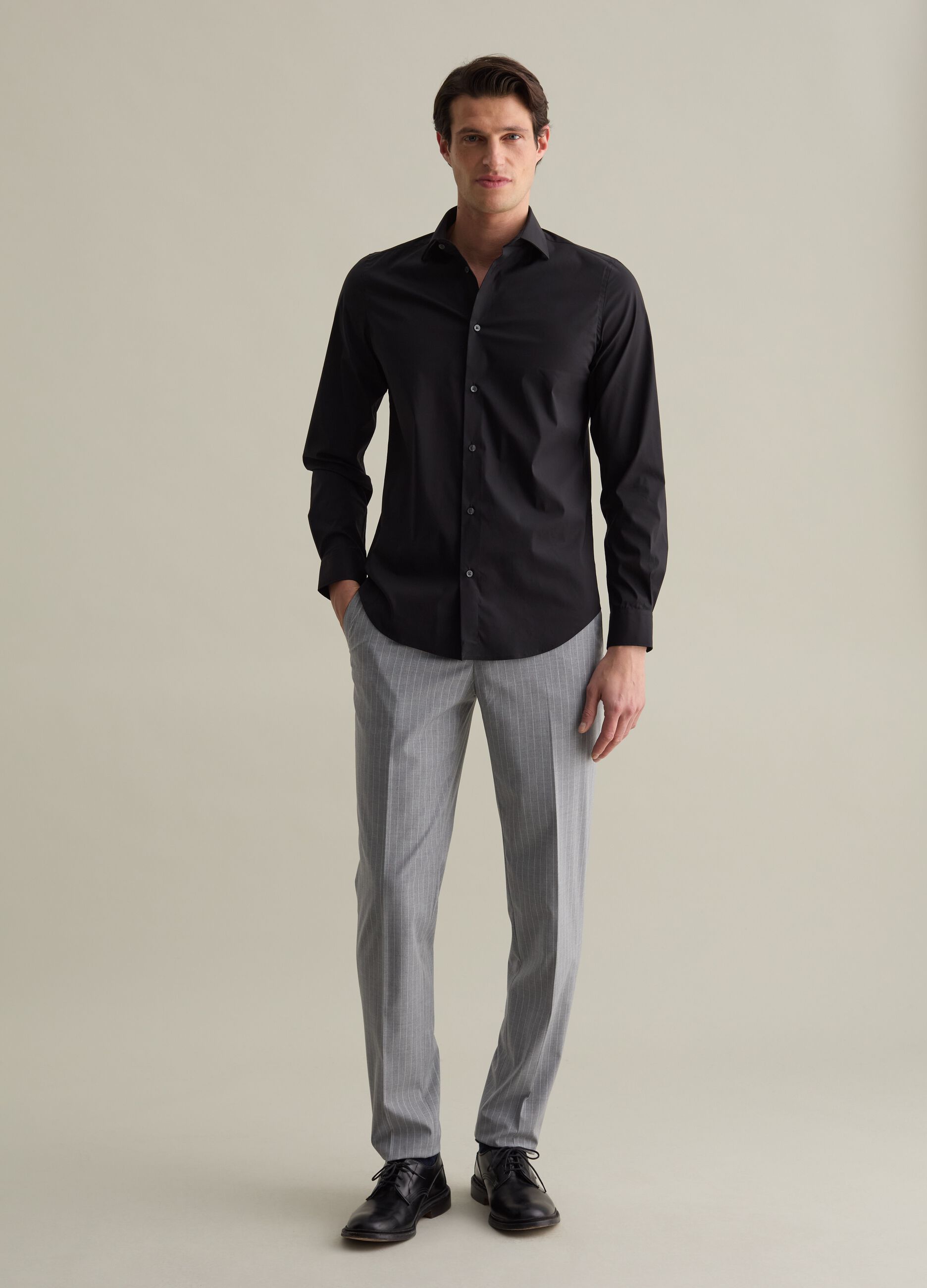 Camicia slim fit stretch tinta unita