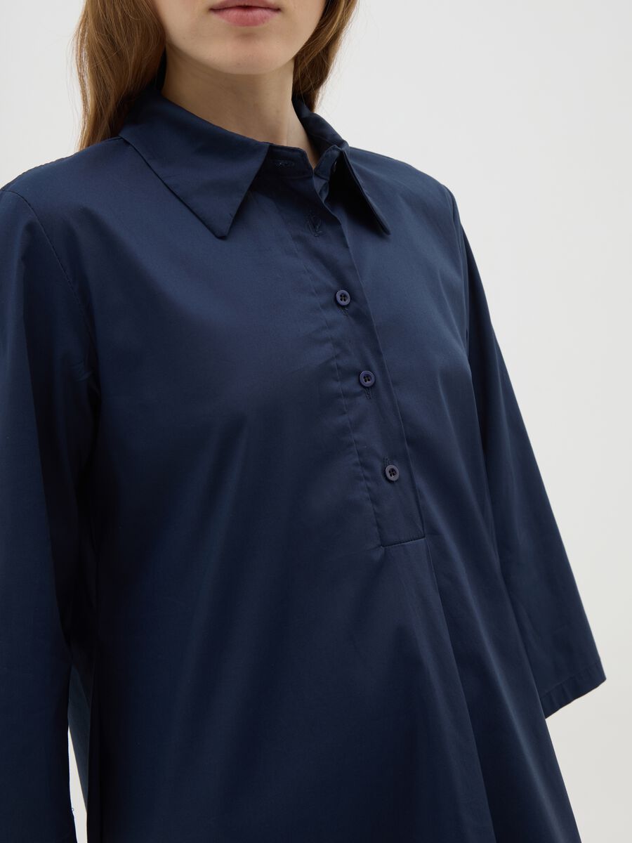 Women's Blue Cotton Shirt Dress Regular Fit_2