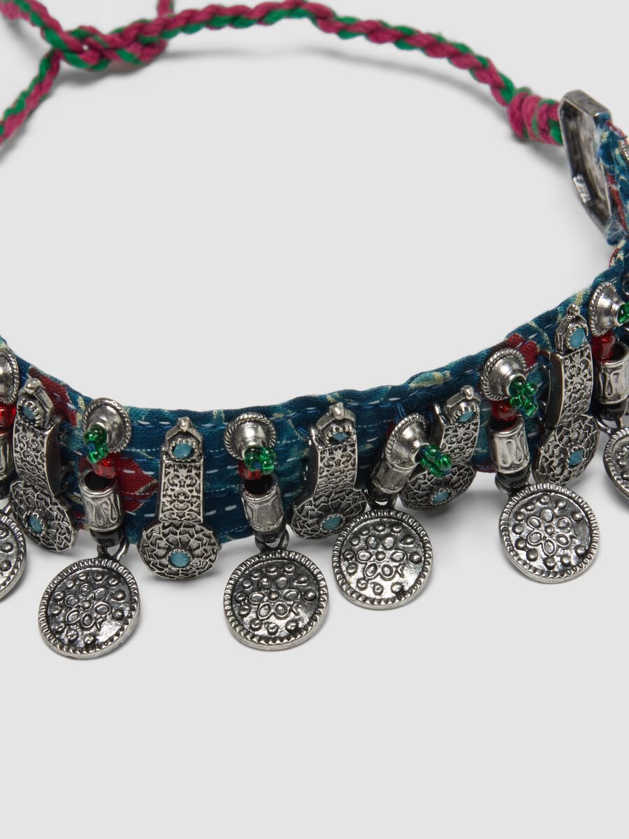 Collana in puro cotone multicolor con pendenti_3