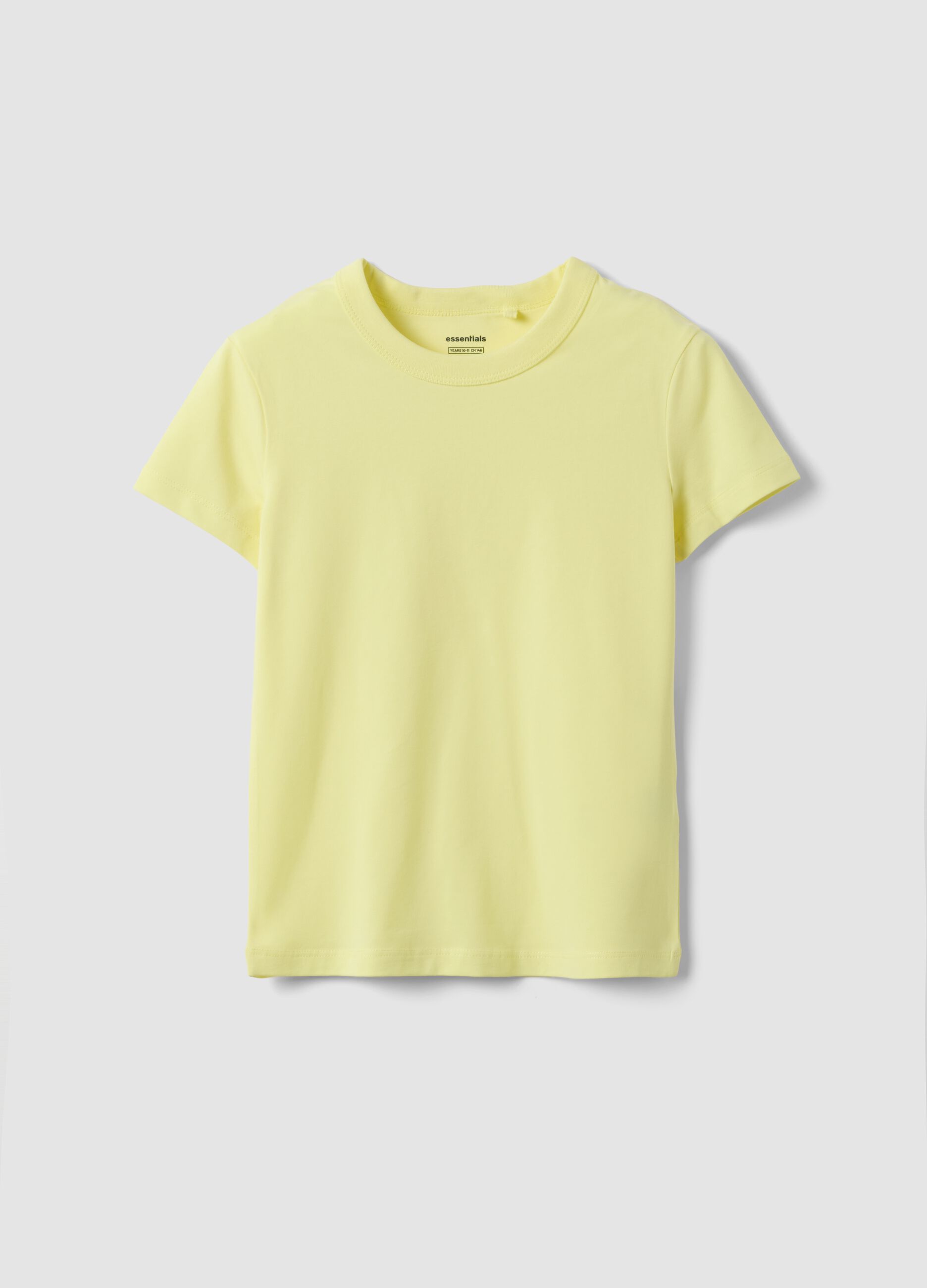 Girls&rsquo; yellow stretch cotton regular-fit T-shirt