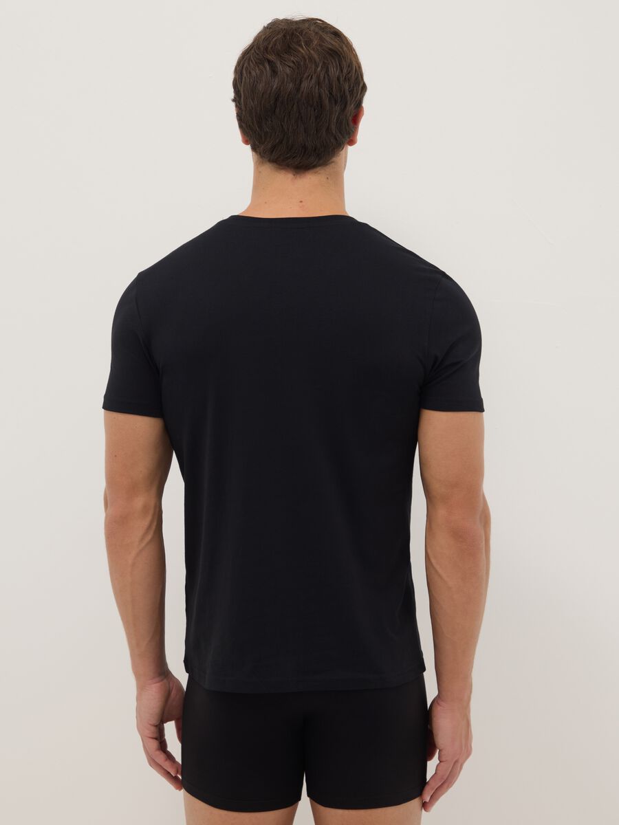 Tripack black V-neck t-shirts in pure cotton regular fit_2
