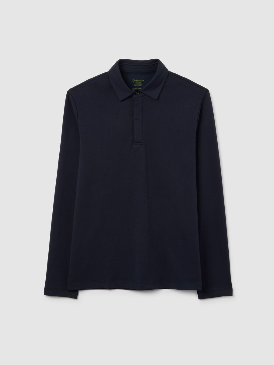 Polo in misto cotone blu regular fit_4
