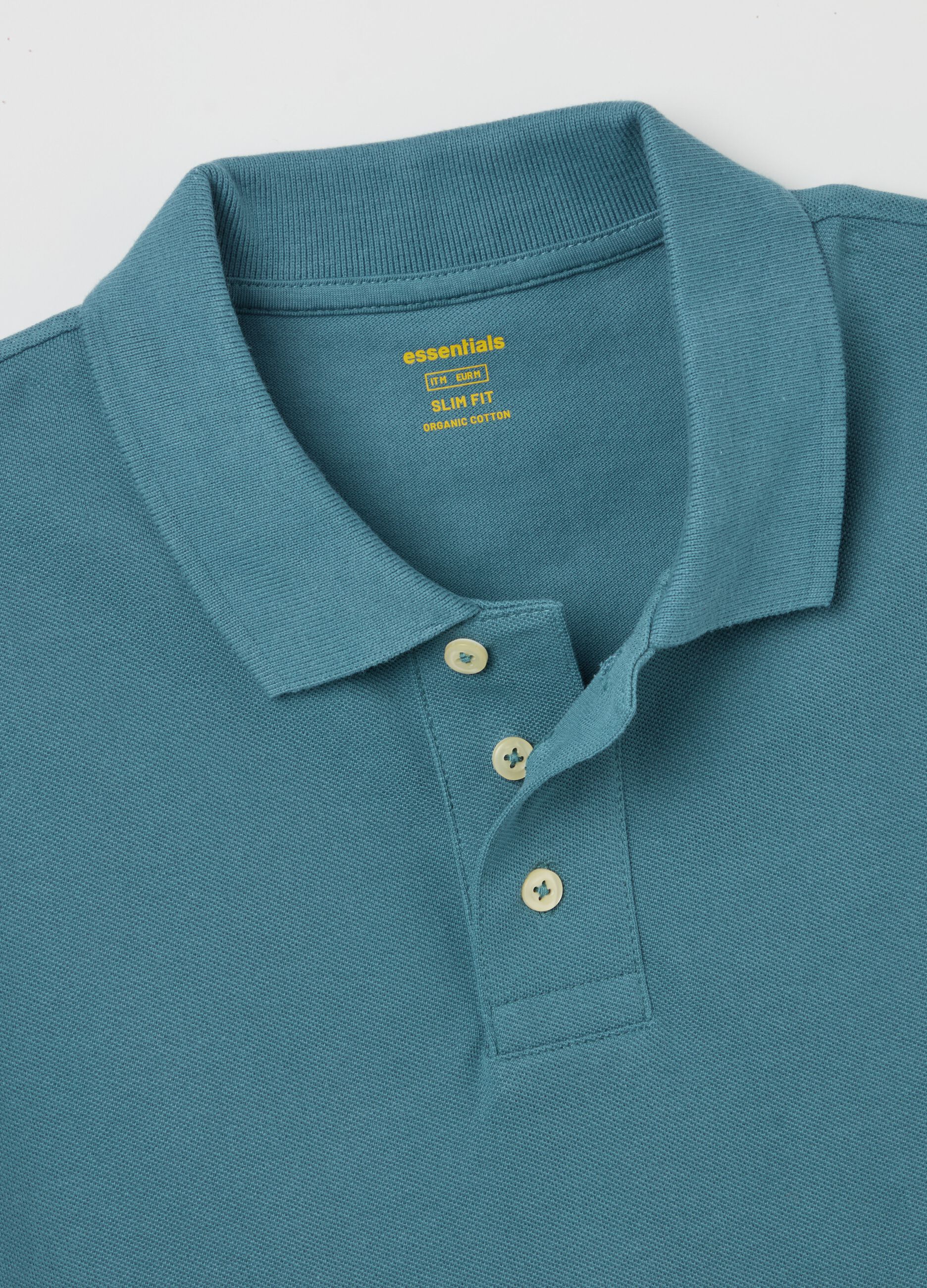 Slim Blue Cotton Polo