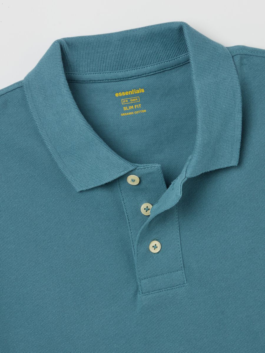 Slim Blue Cotton Polo_5