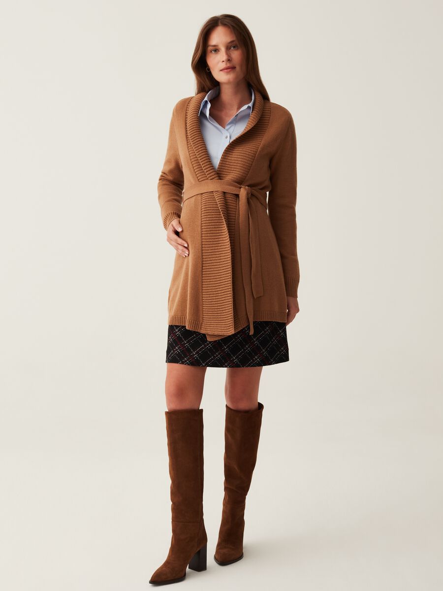 Cardigan lungo premaman in lana merino_0