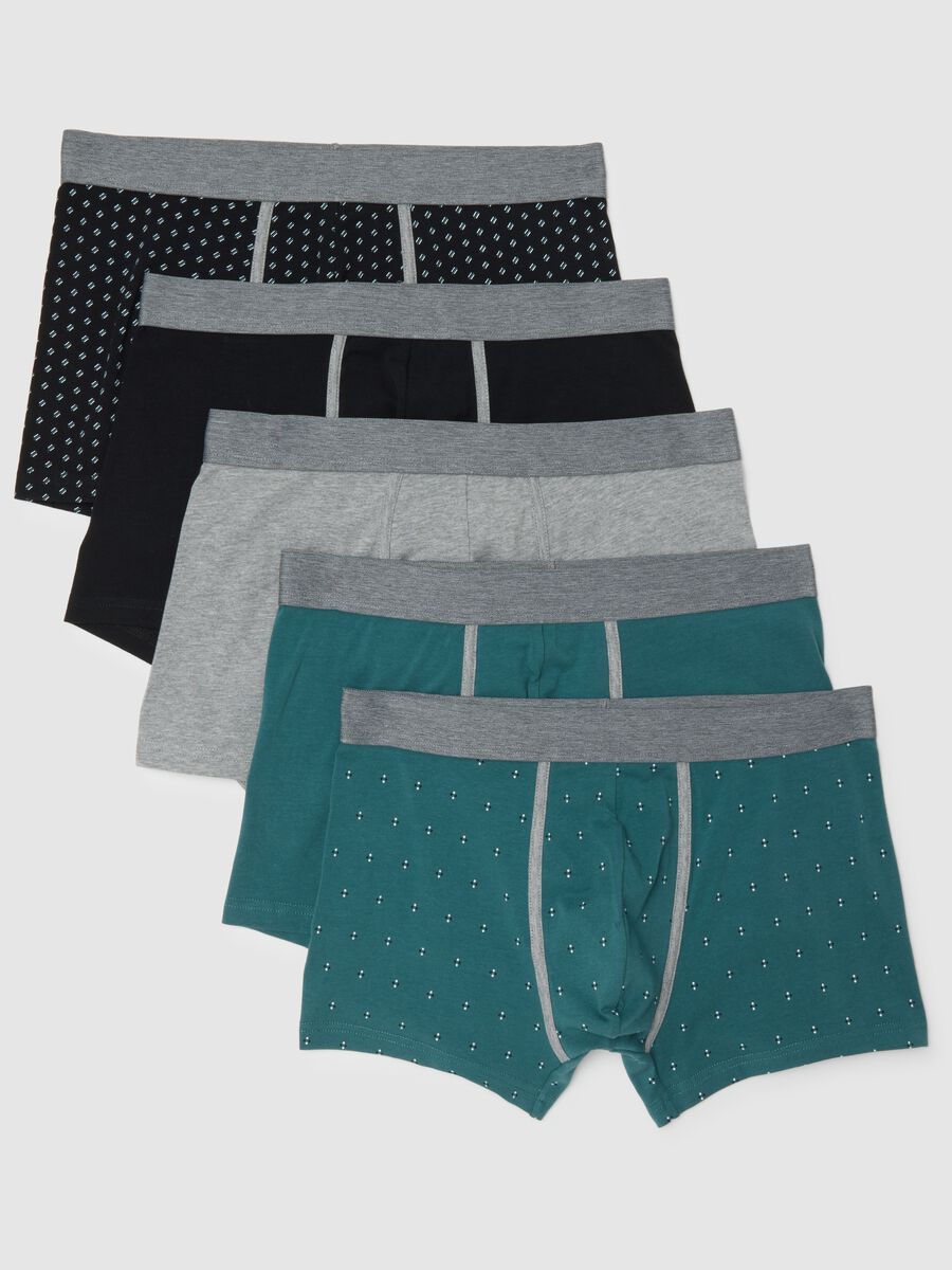 Multipack di cinque boxer in cotone elasticizzato multicolor_0