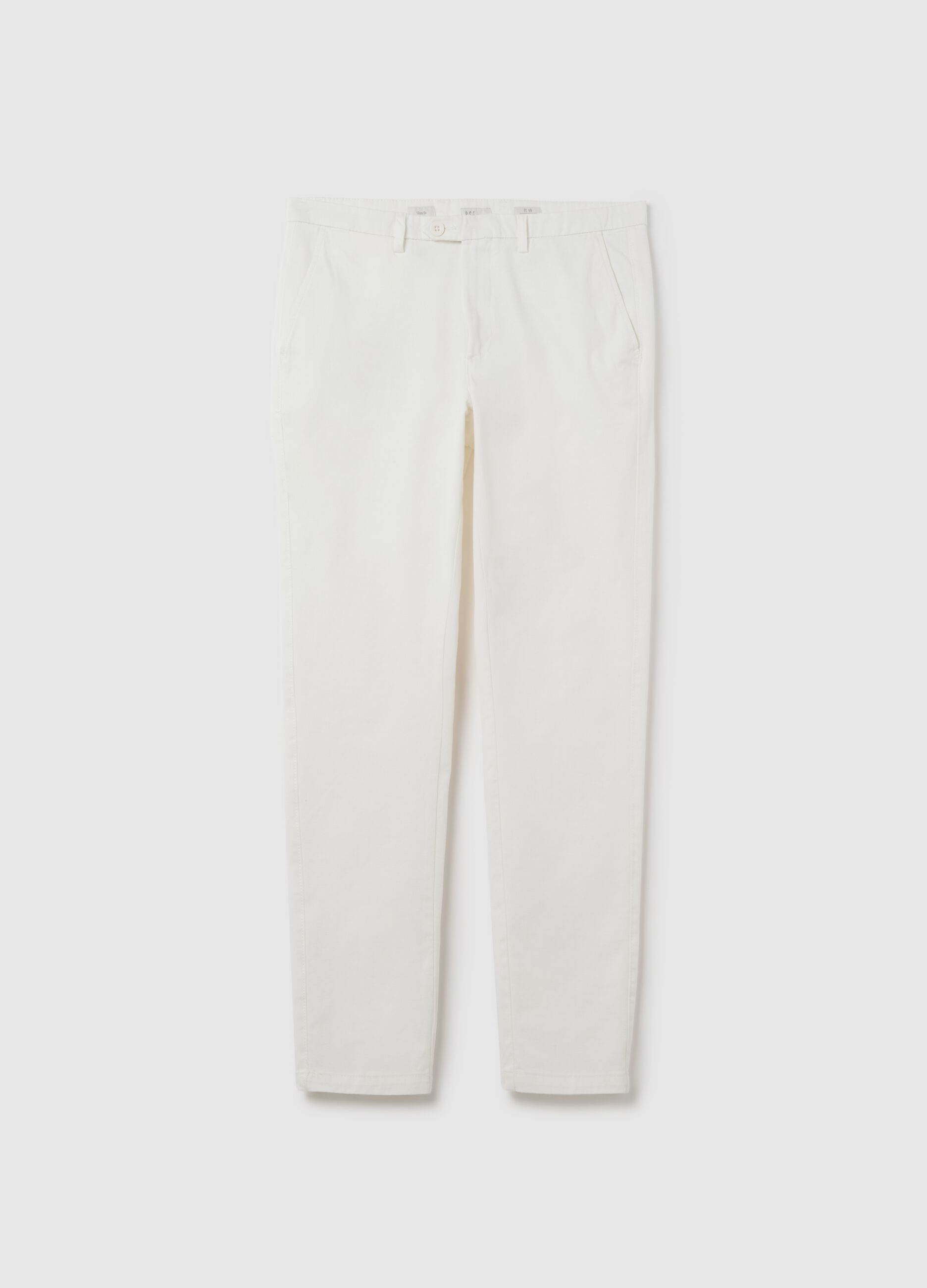 Pantaloni da uomo in puro cotone bianco slim fit