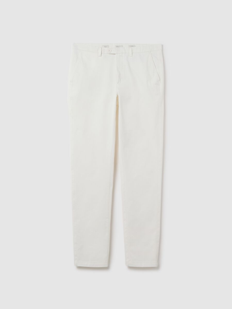 Men’s white slim-fit trousers in 100% cotton_4