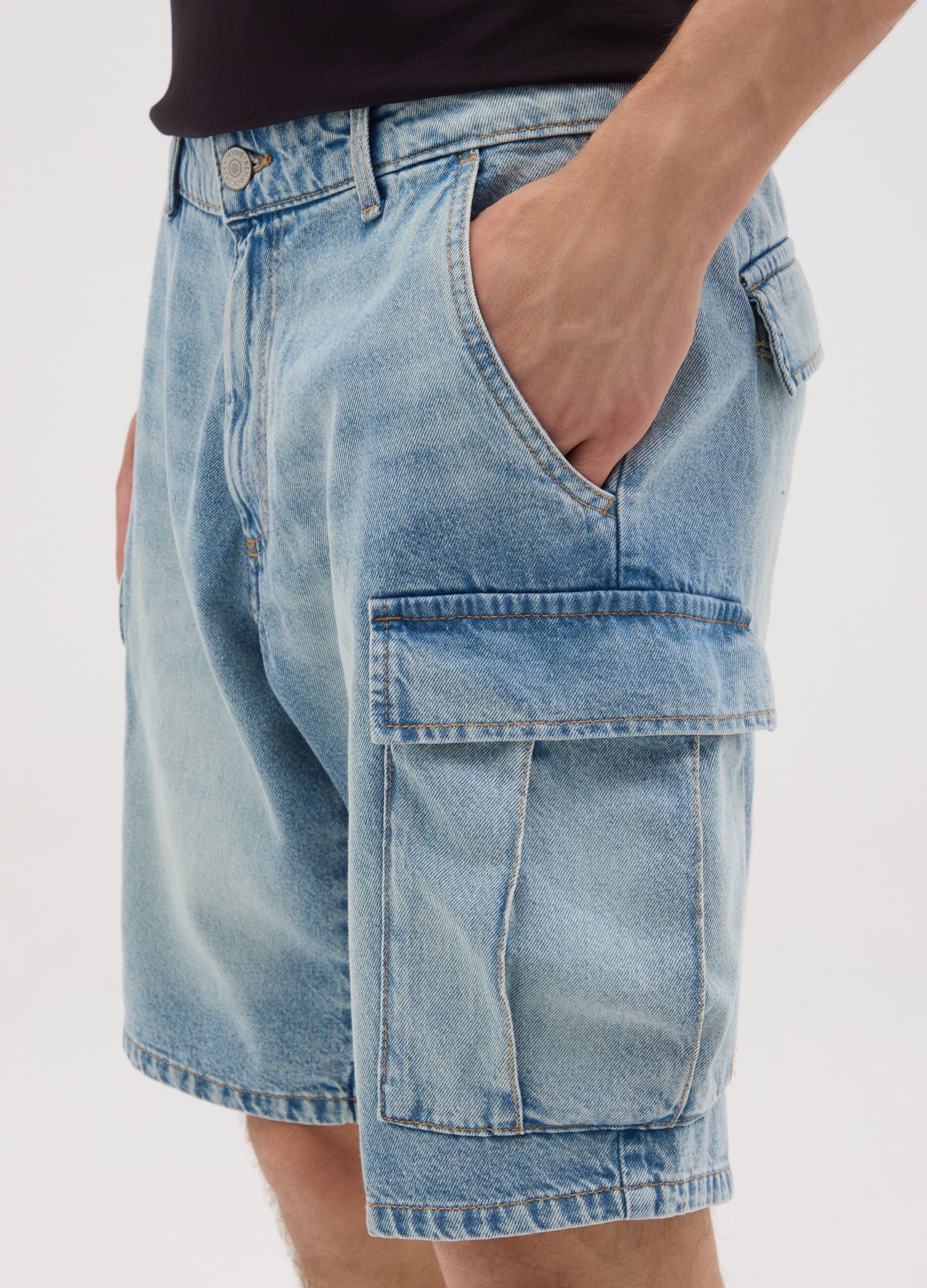 Men's pure cotton denim regular fit shorts