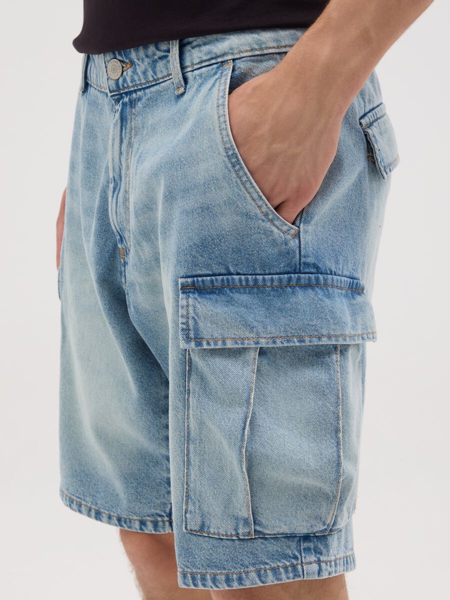 Men's pure cotton denim regular fit shorts_2