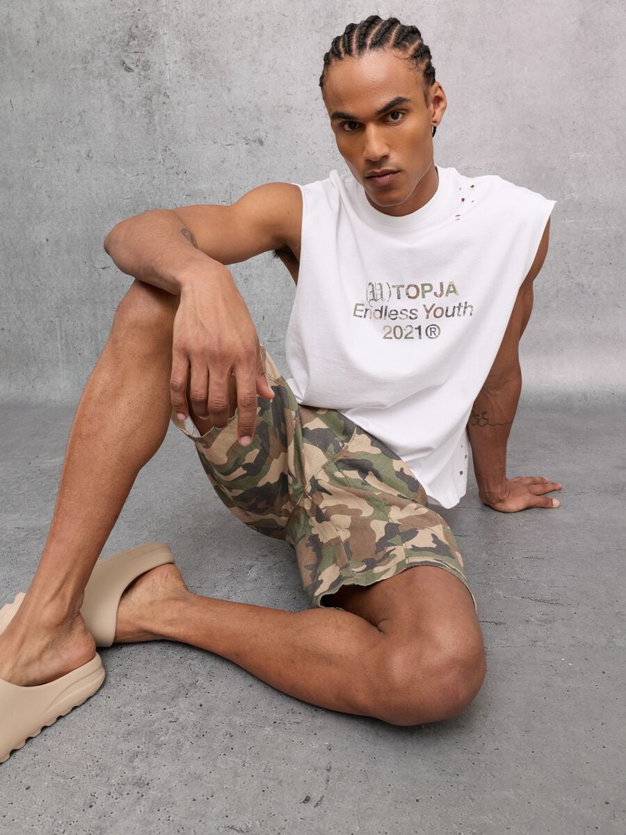 100% Linen Shorts Camo_3