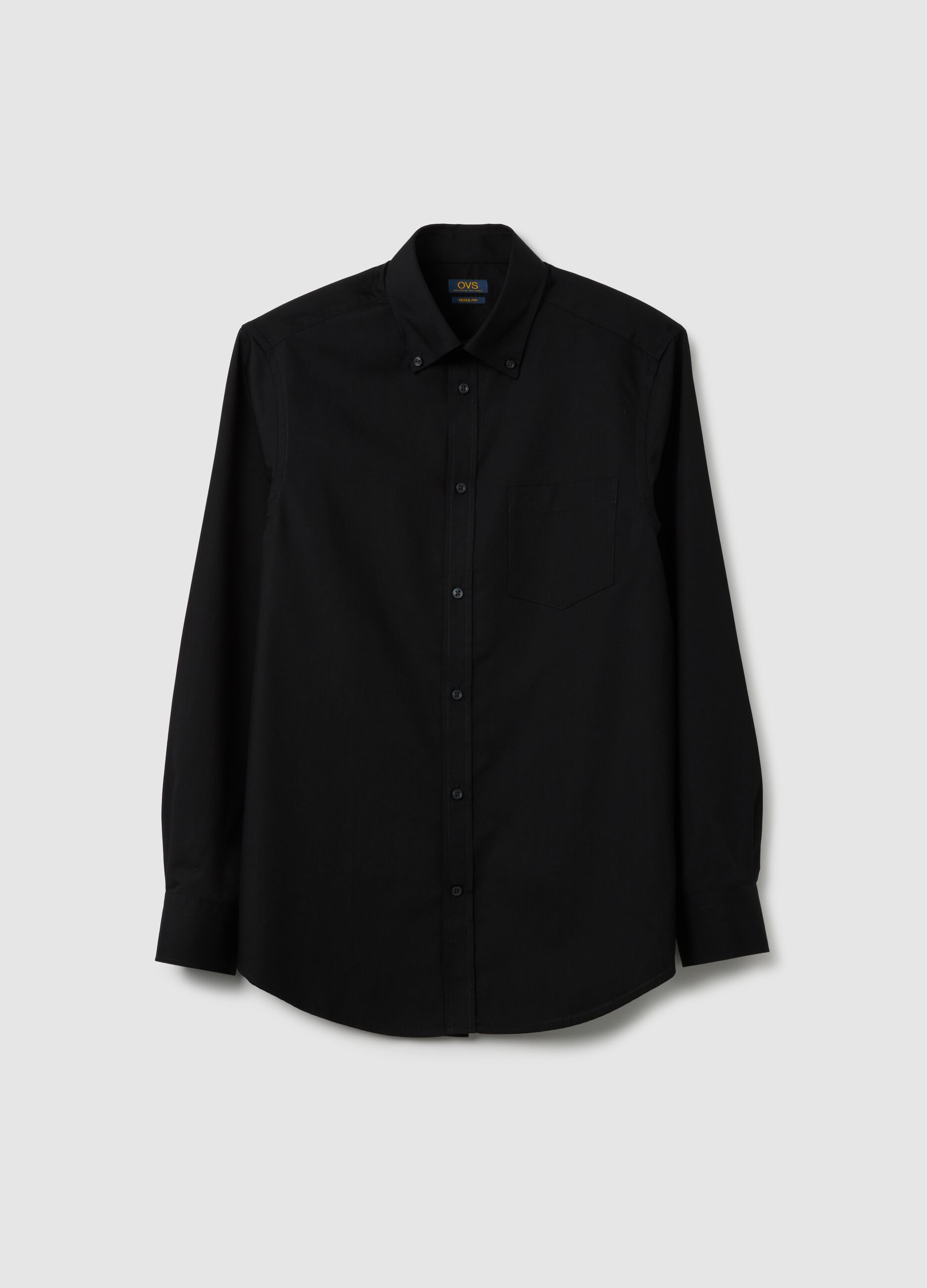 Camicia da uomo in misto cotone nero easy iron