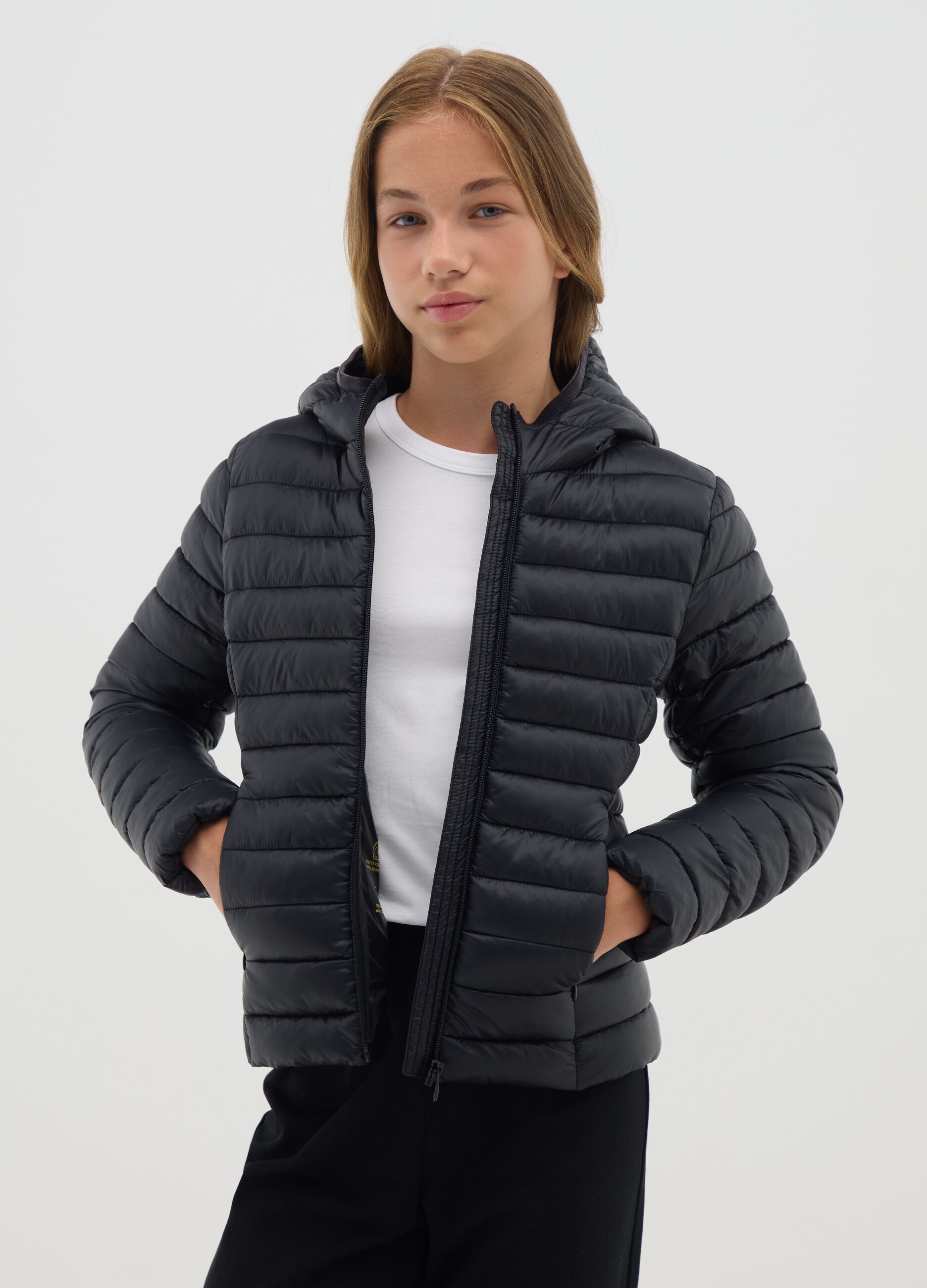 Girls' black regular-fit jacket