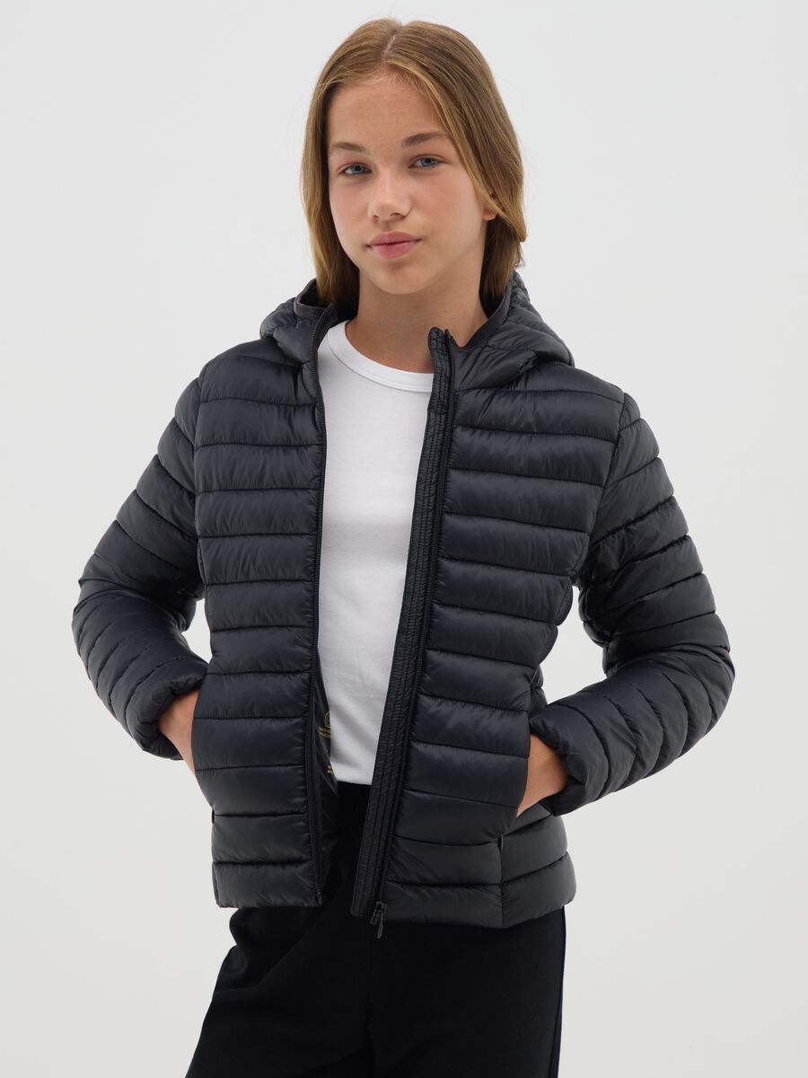 Girls' black regular-fit jacket_0