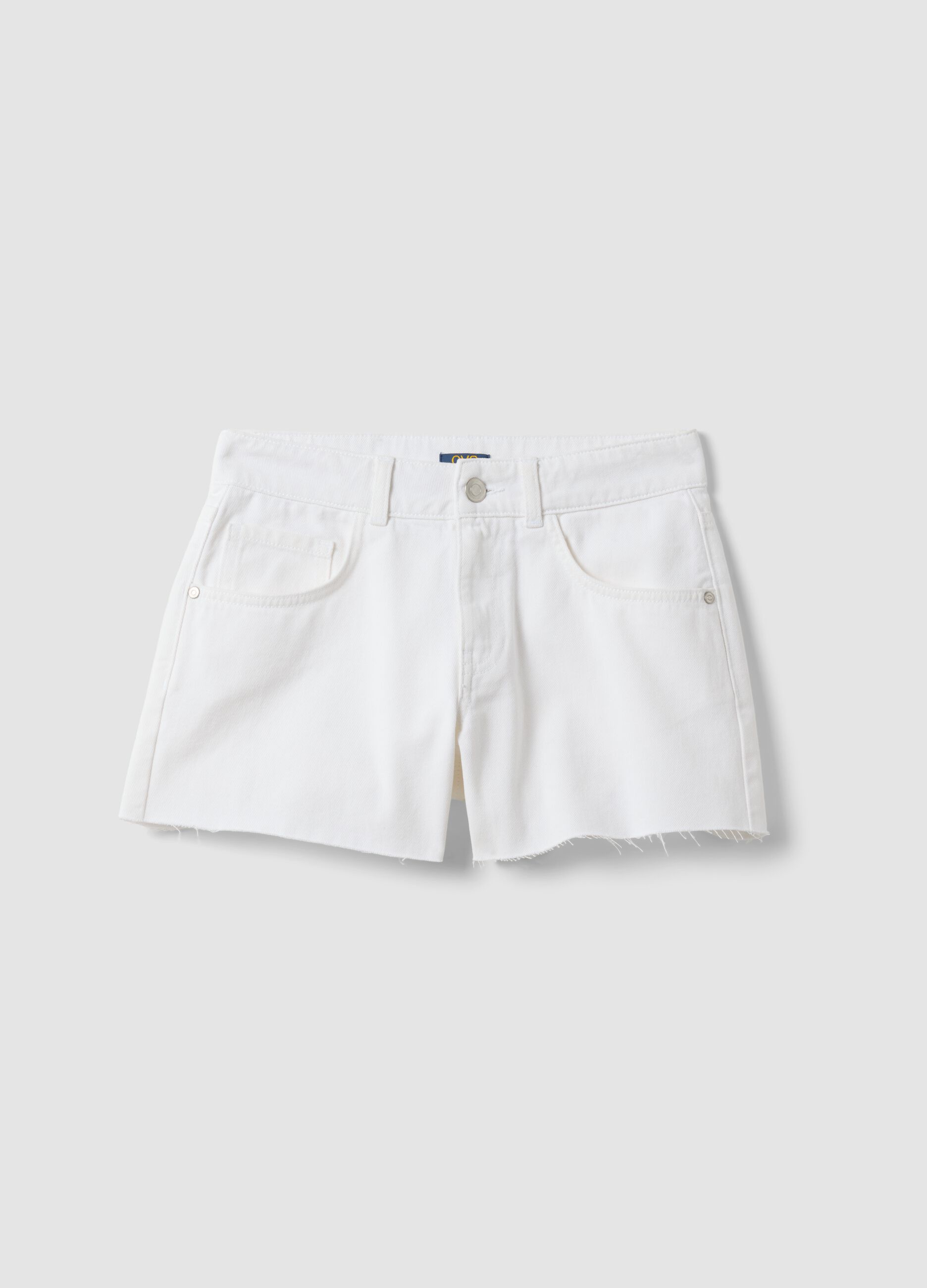 White pure cotton five-pocket shorts