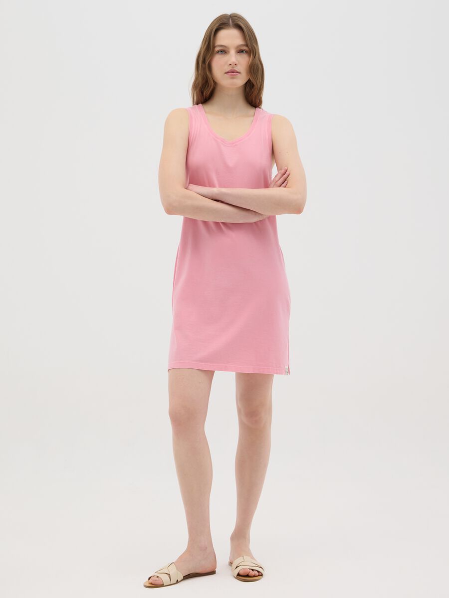 Women’s long pink dress in 100% cotton_0