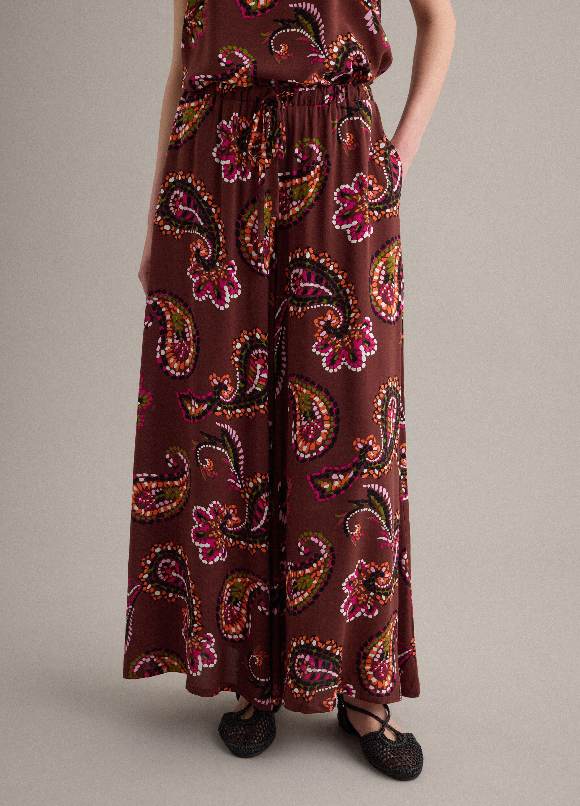 Brown pure viscose palazzo trousers
