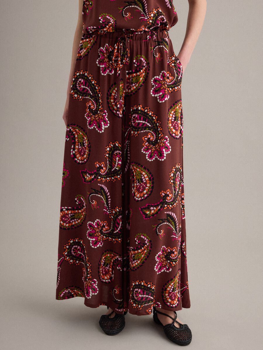 Brown pure viscose palazzo trousers_1