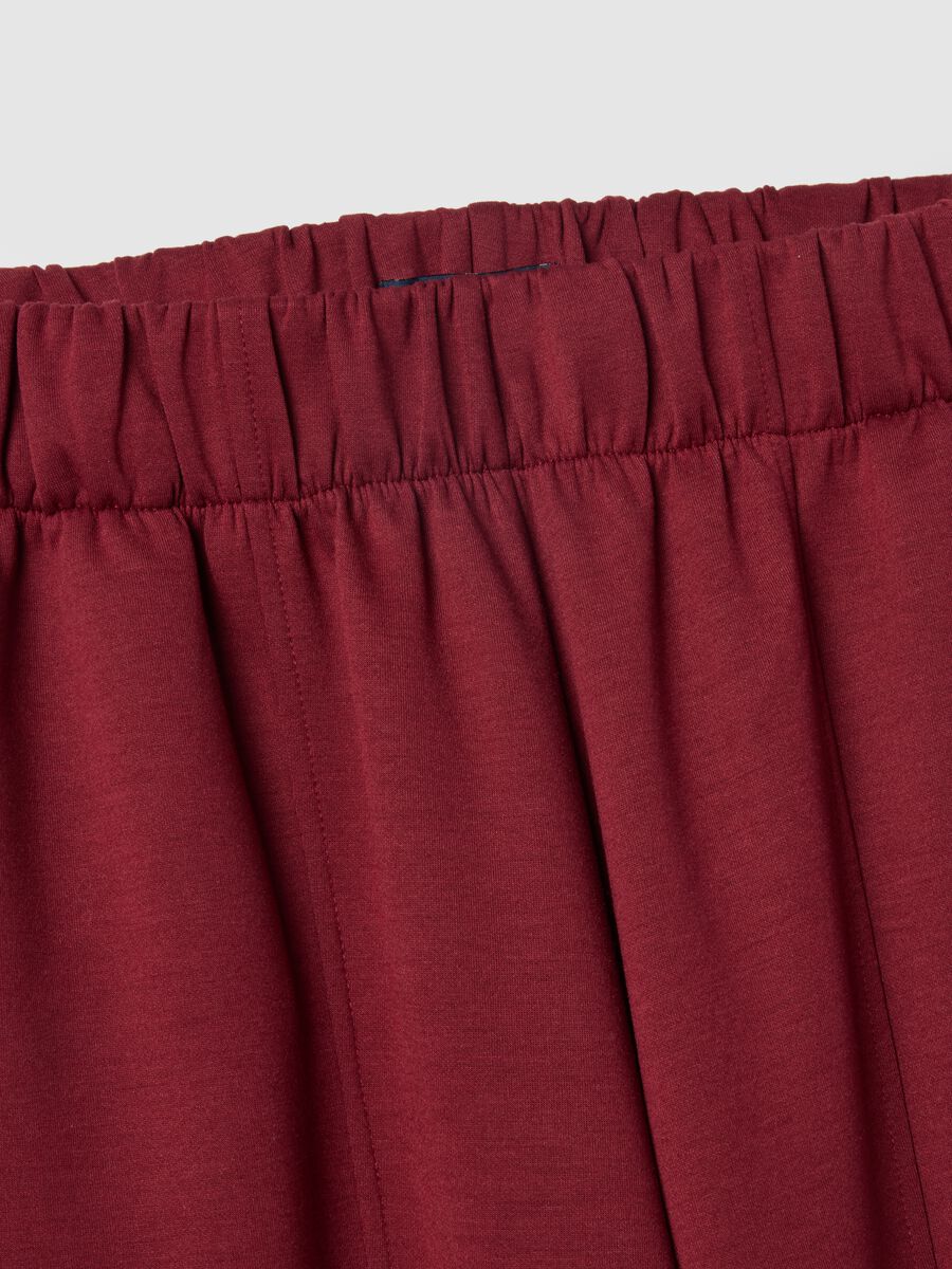 Red stretch cotton trousers with relaxed fit_1