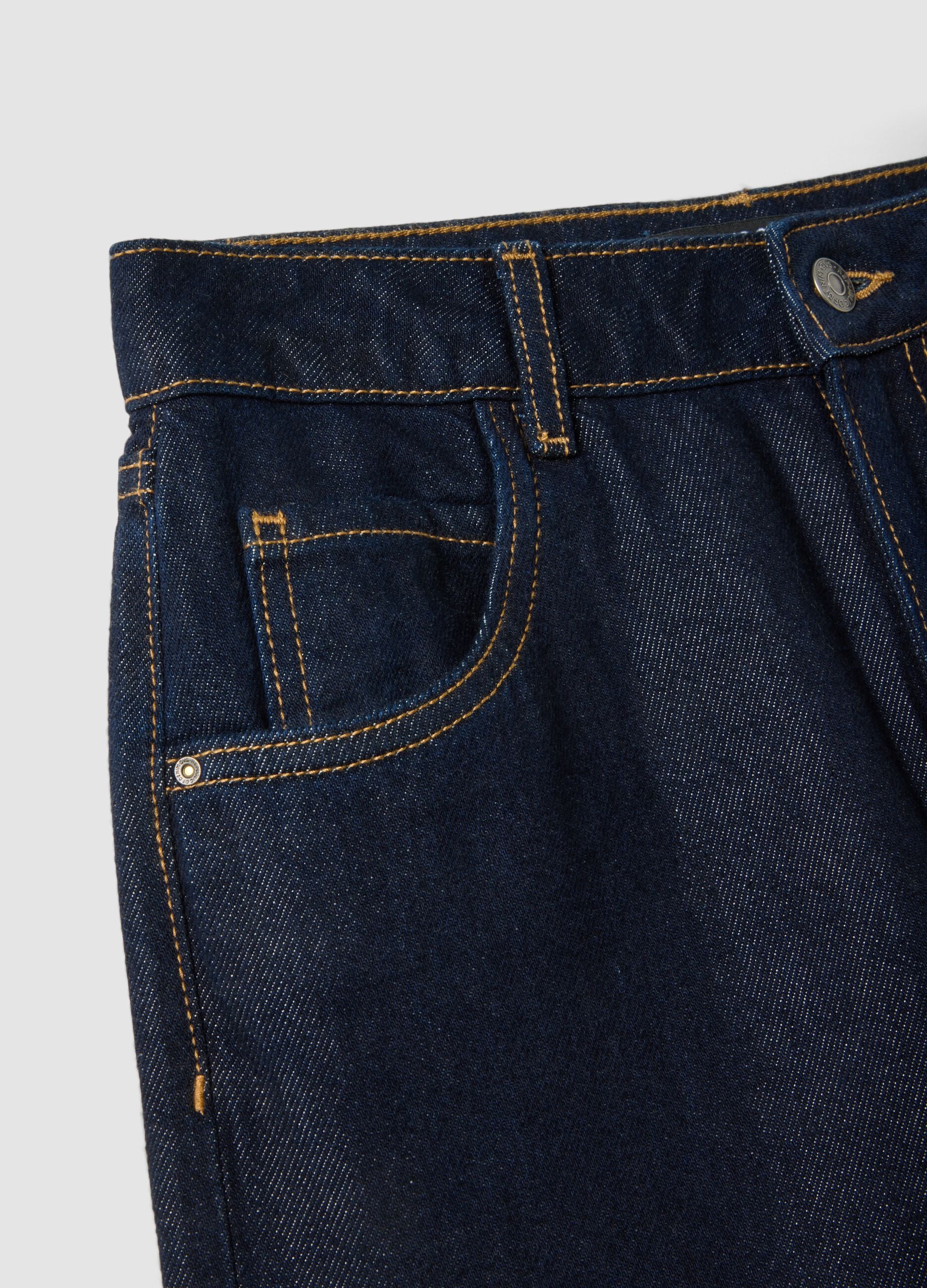 Blue denim bootcut jeans in cotton and lyocell blend