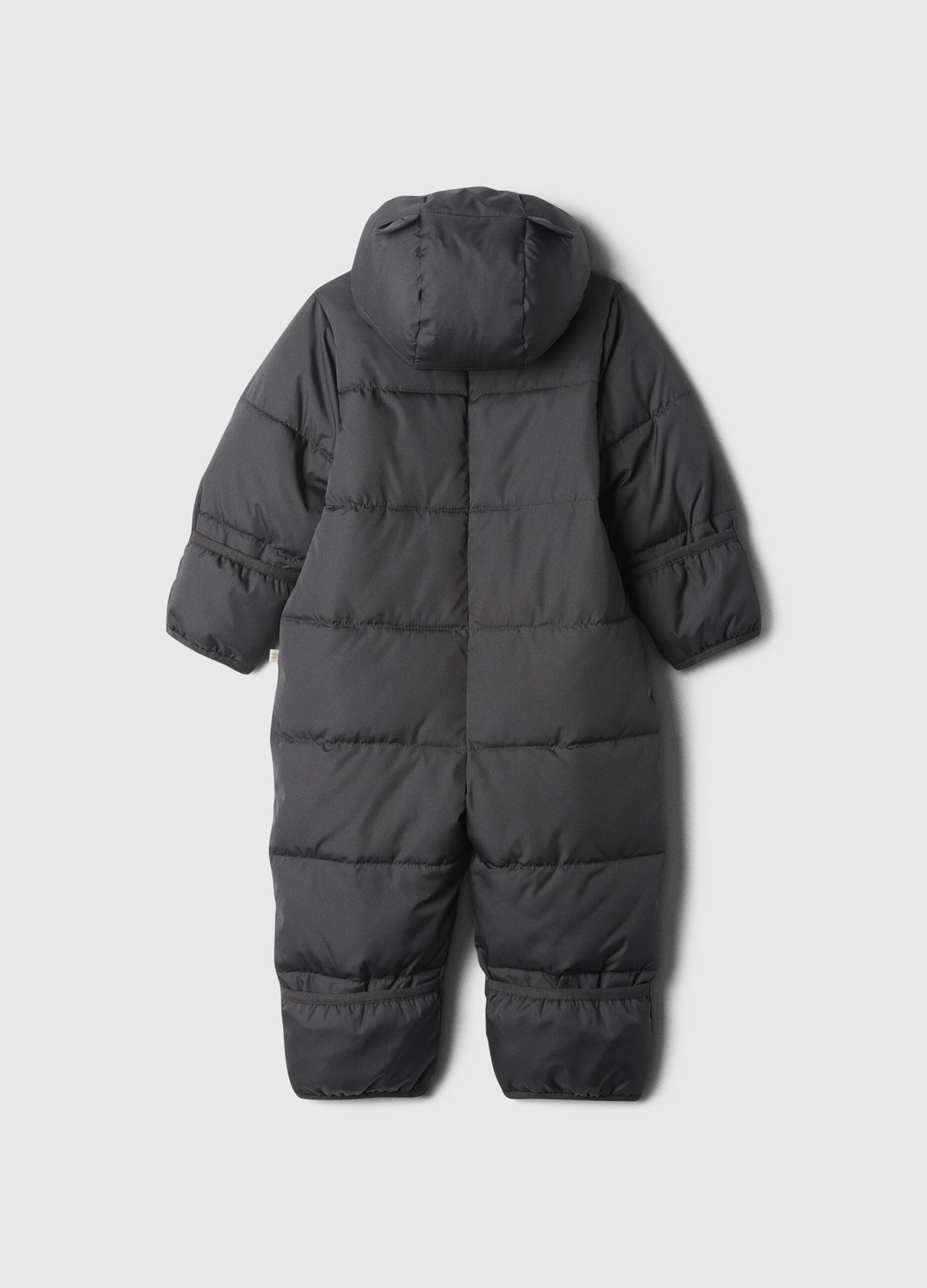 Onesie with hood and sherpa lining.