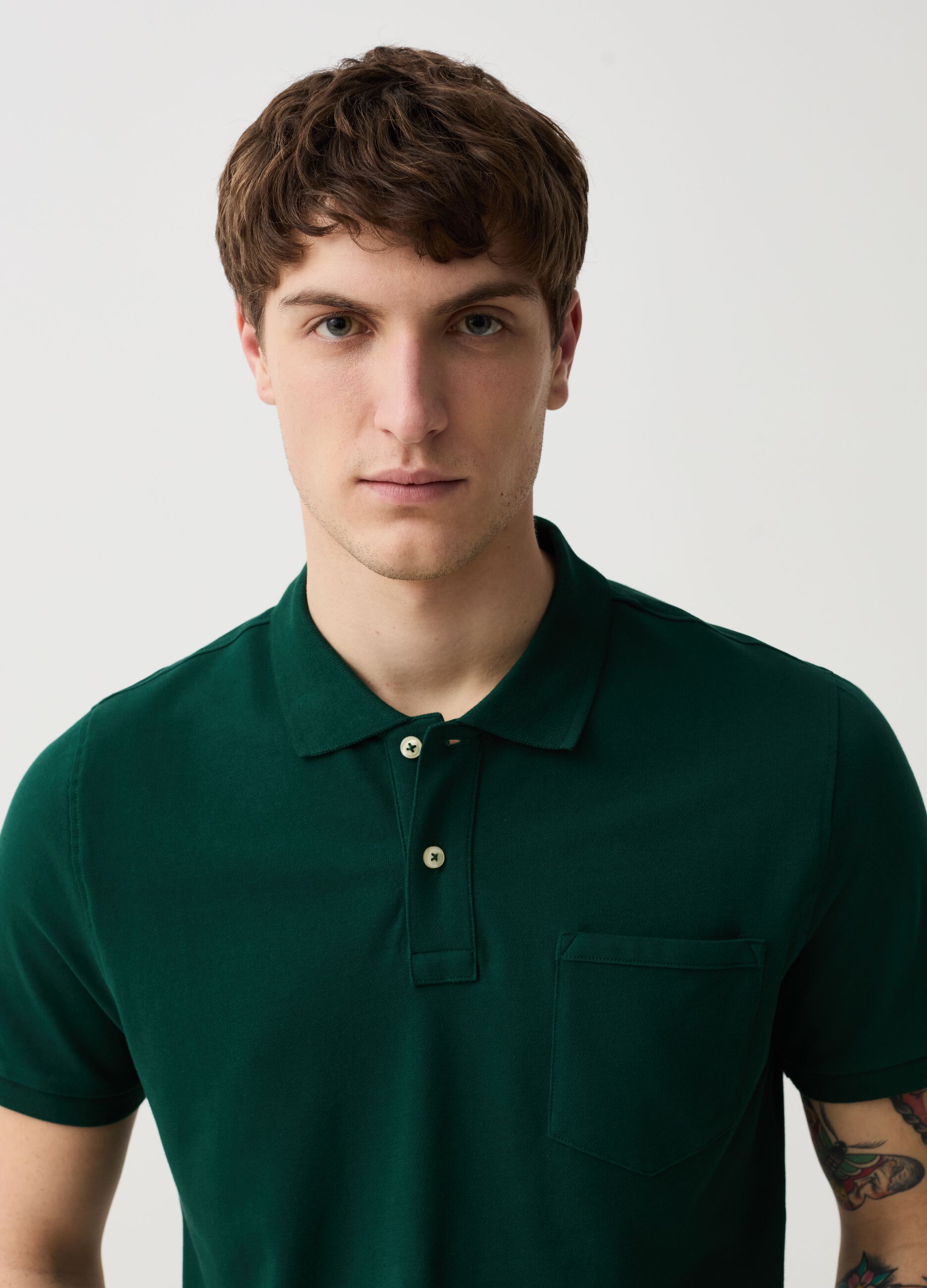 Piquet polo shirt with pocket