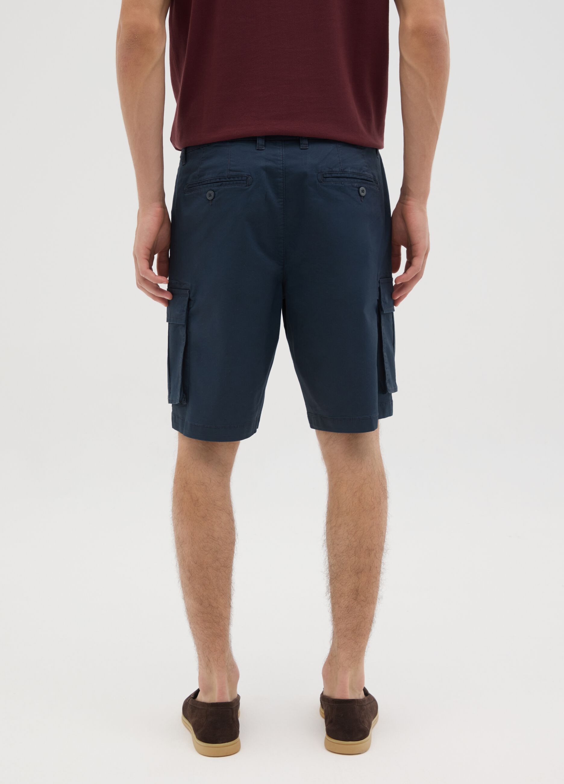 Bermuda da uomo in cotone blu regular fit